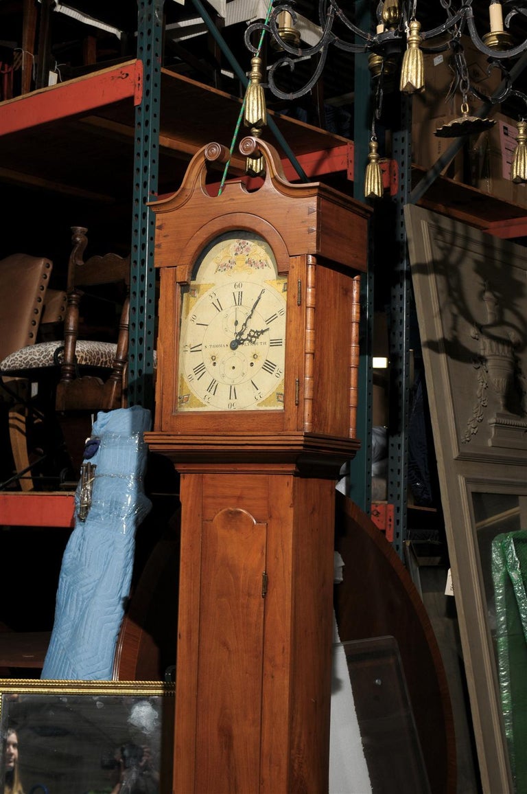 19th Century American Grandfather Clock by S. Thomas Plymoth For Sale