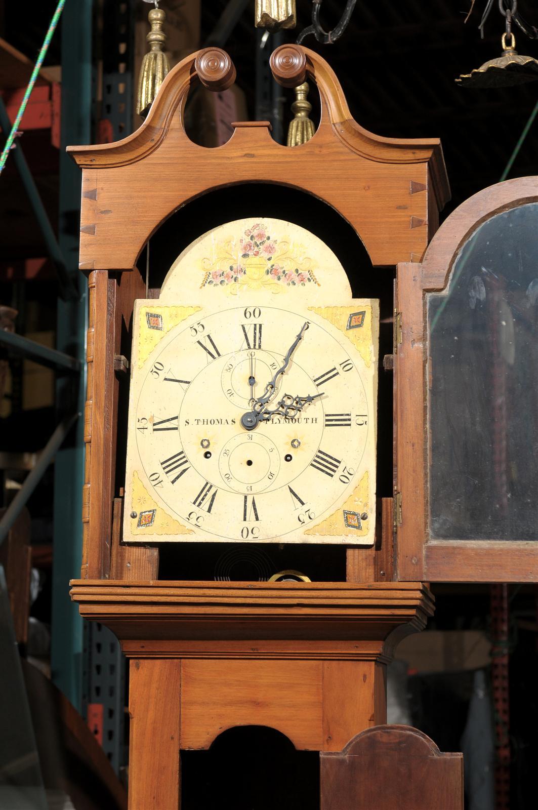 19th Century American Grandfather Clock by S. Thomas Plymoth In Good Condition For Sale In Atlanta, GA