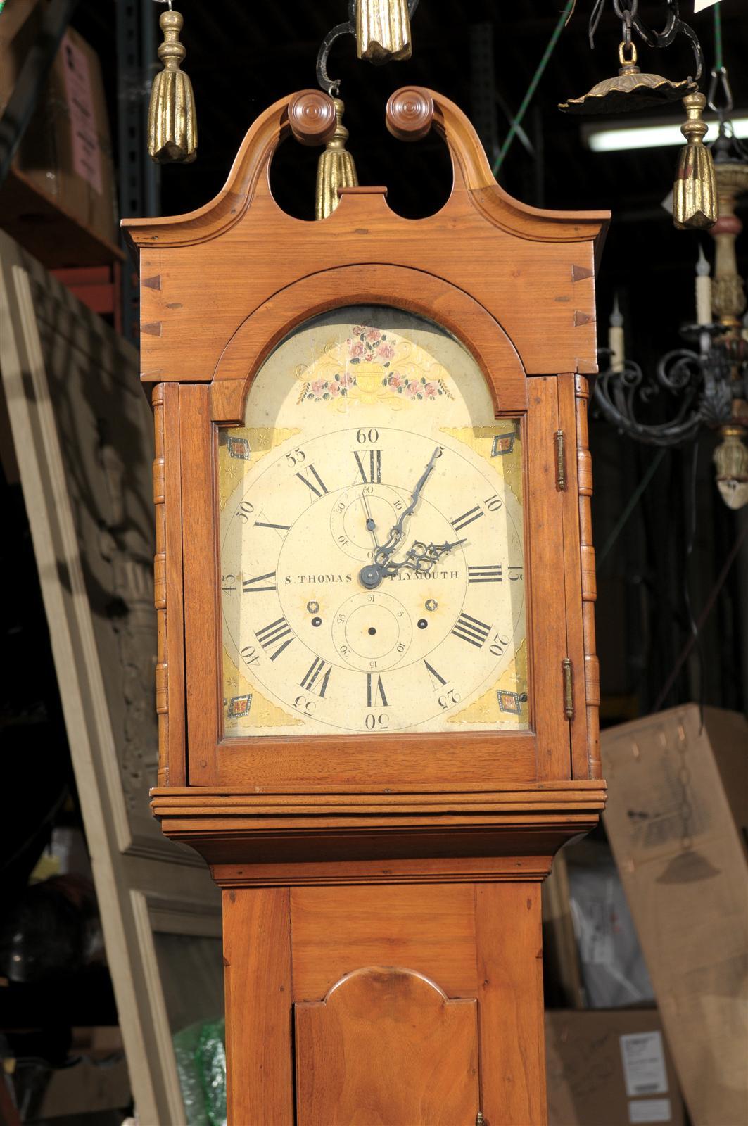 19th Century American Grandfather Clock by S. Thomas Plymoth For Sale 2