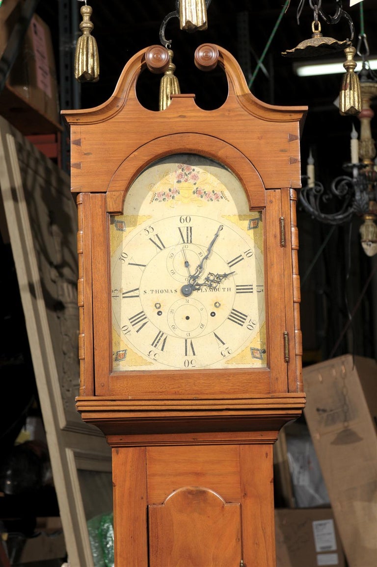 19th Century American Grandfather Clock by S. Thomas Plymoth For Sale