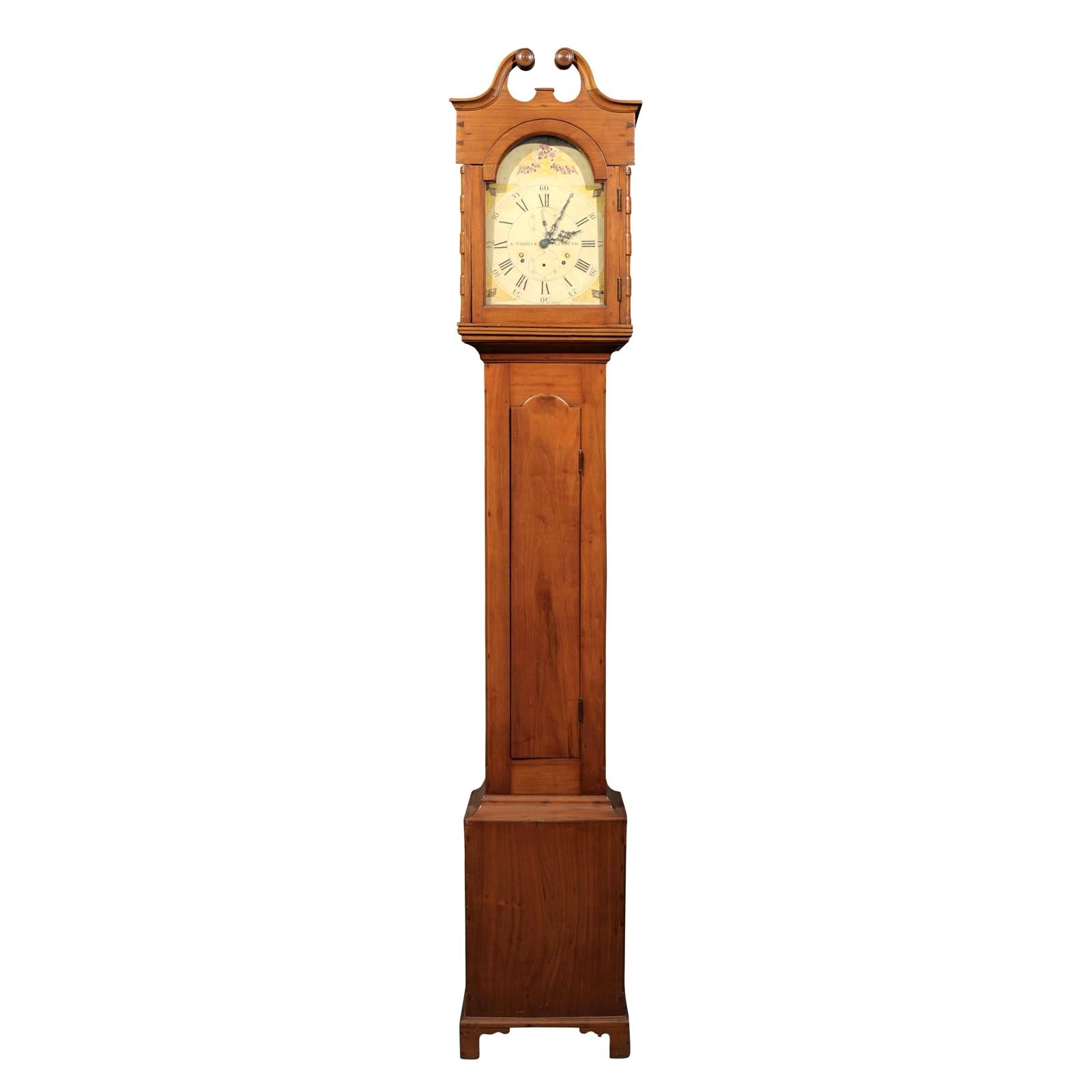 19th Century American Grandfather Clock by S. Thomas Plymoth For Sale
