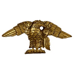 19th Century American Hand Carved Gilded Pediment Eagle