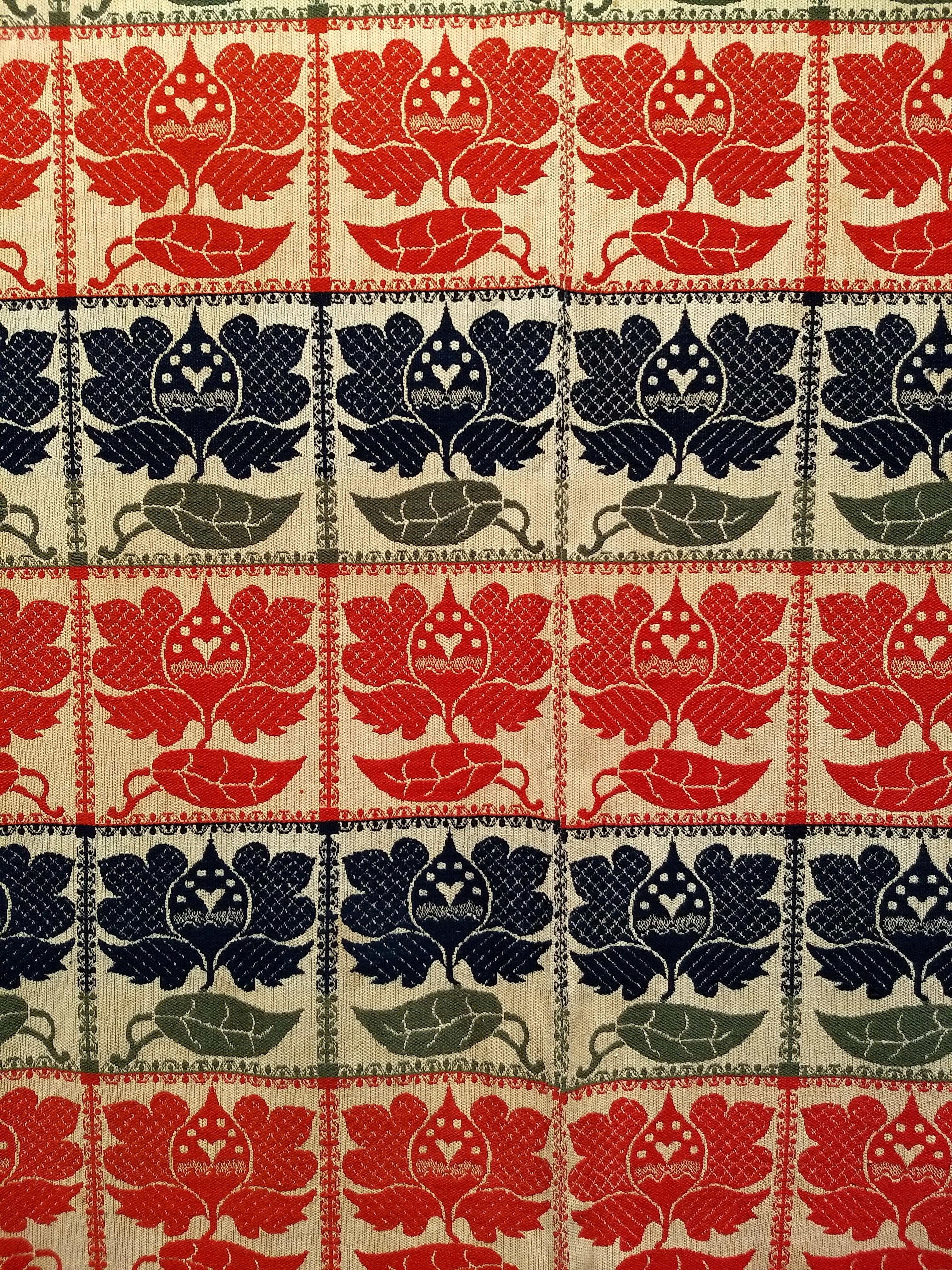 Amerikanische handgewebte Decke des 19. Jahrhunderts in vier Farben: Rot, Marine, Grün, Stroh (amerikanisch) im Angebot