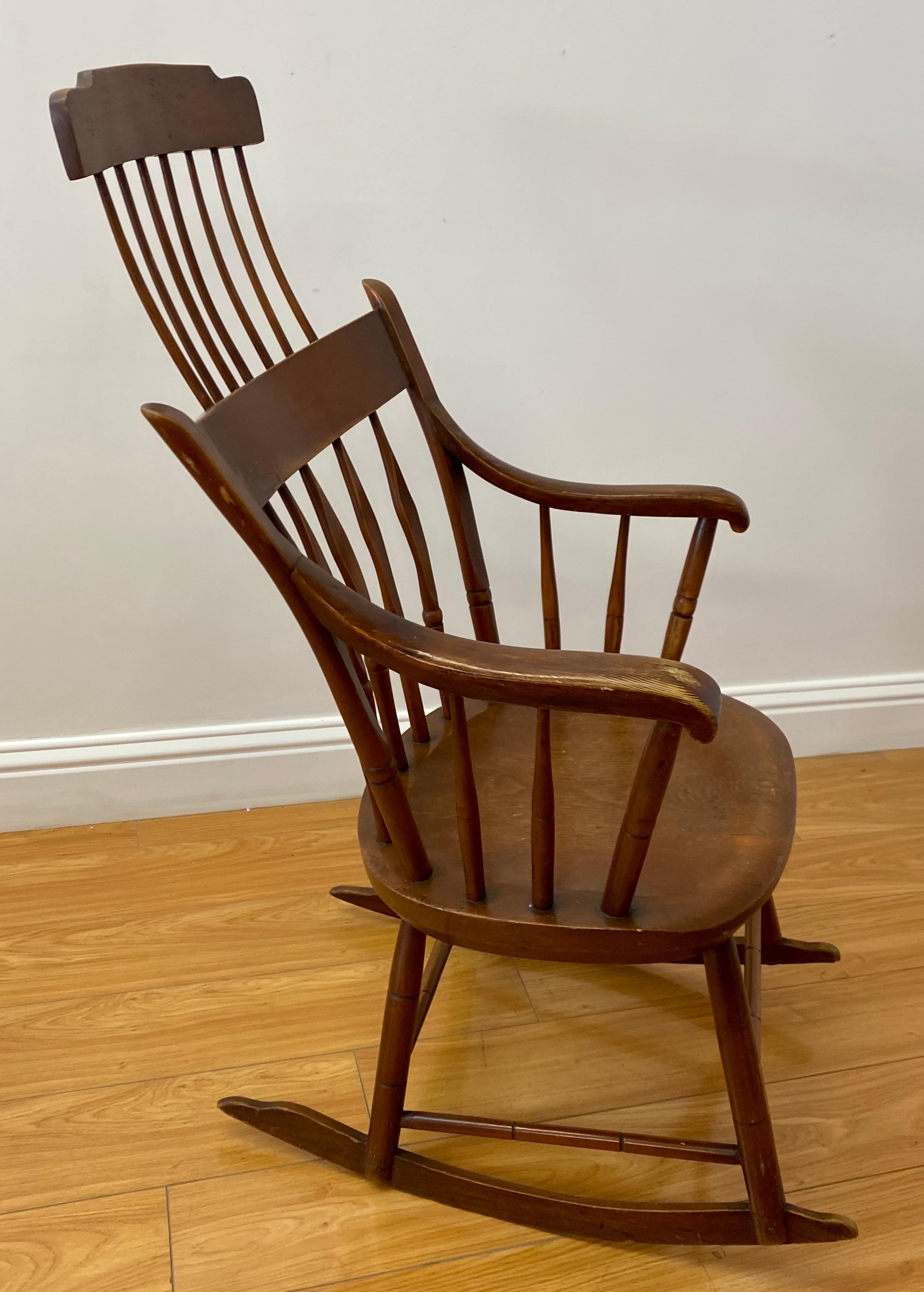 high back wooden rocking chair