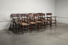 Antique 1900s American Hitchcock-Style Handcrafted Cane Dining Chairs, Set of 8