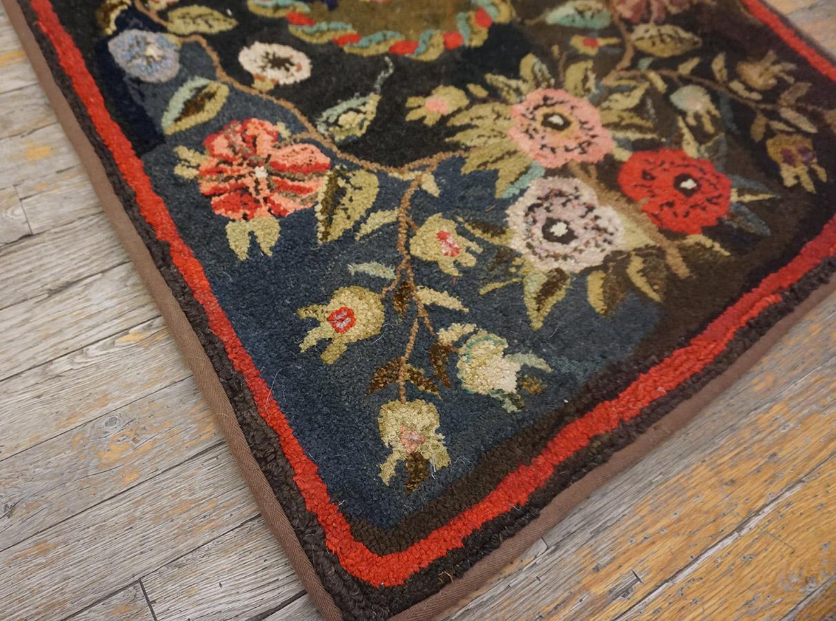 Hand-Woven 19th Century American Hooked Rug 2' 6
