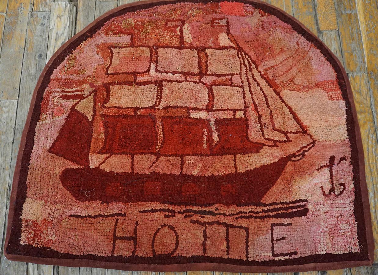 Late 19th Century American Hooked Rug with Nautical Theme 
( 2'3