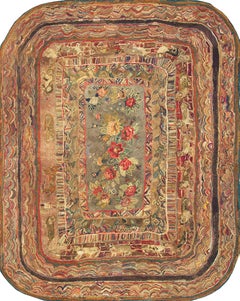 Tapis crocheté américain du 19e siècle 5' 8" x 8' 2"