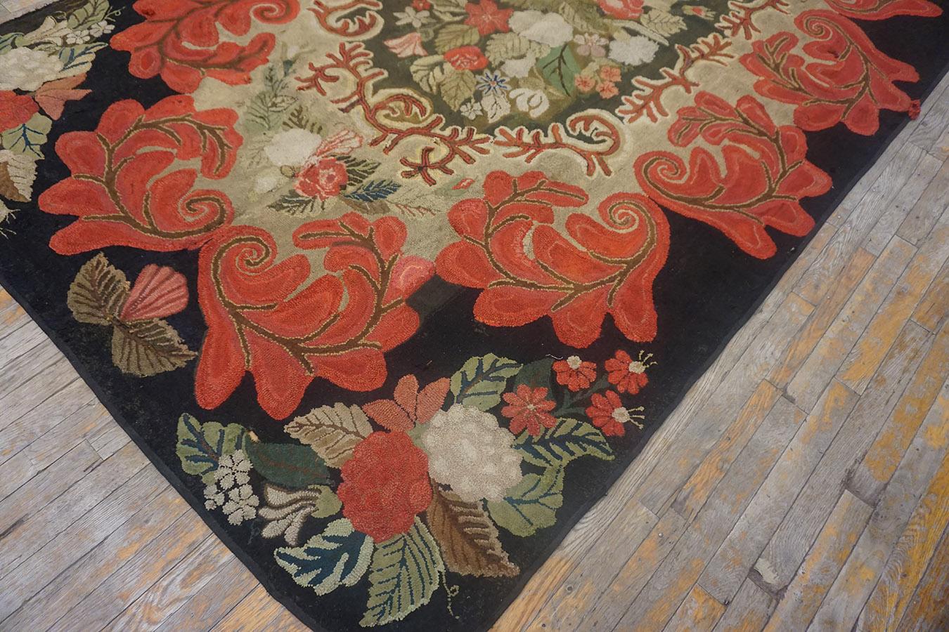 Hand-Woven 19th Century American Hooked Rug ( 6'2