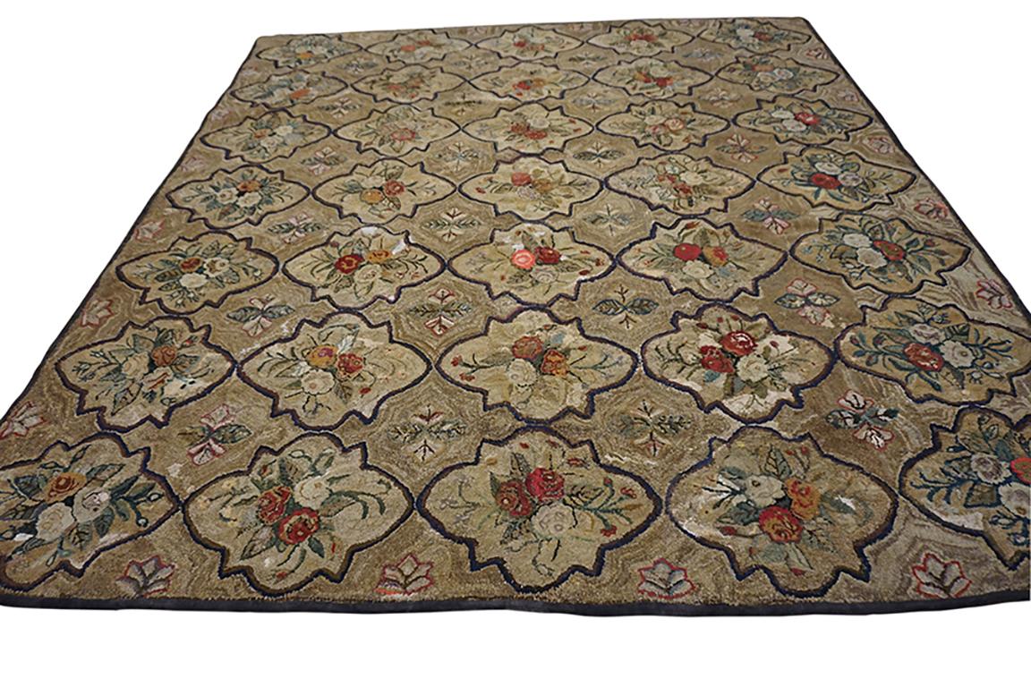 Folk Art 19th Century American Hooked Rug ( 8'1