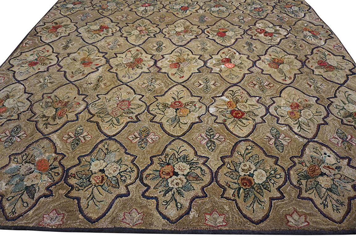 19th Century American Hooked Rug ( 8'1