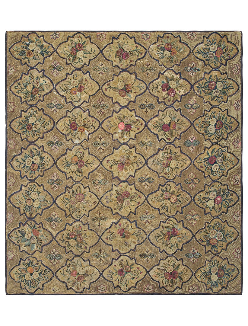 19th Century American Hooked Rug ( 8'1" x 9' - 245 x 275 ) For Sale