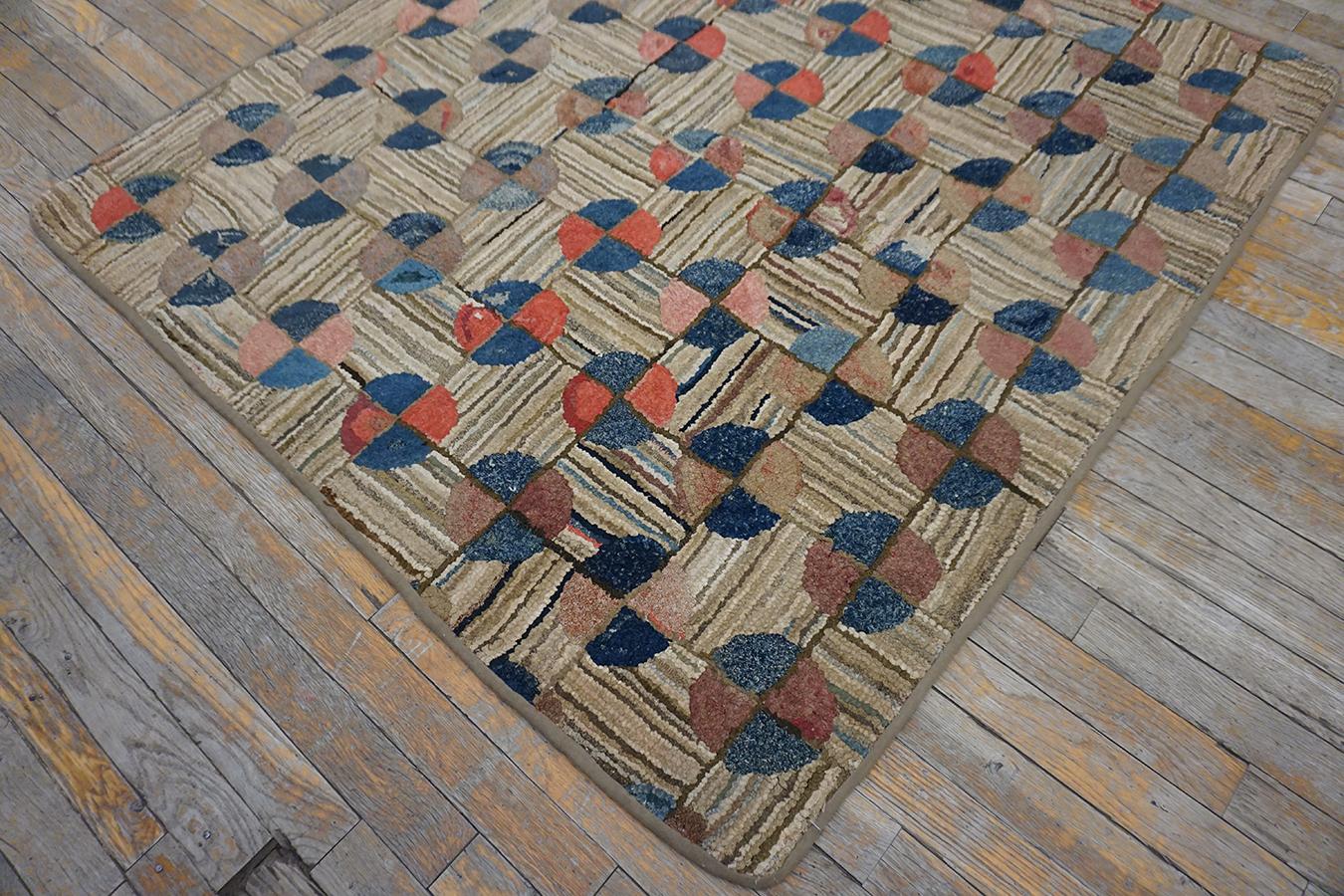 Wool 19th Century American Hooked Rug For Sale