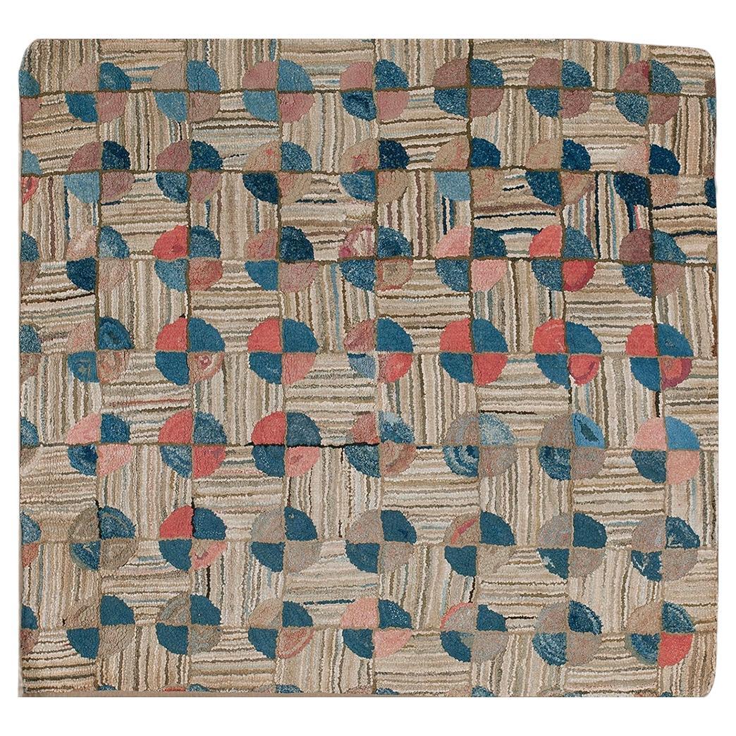 19th Century American Hooked Rug For Sale