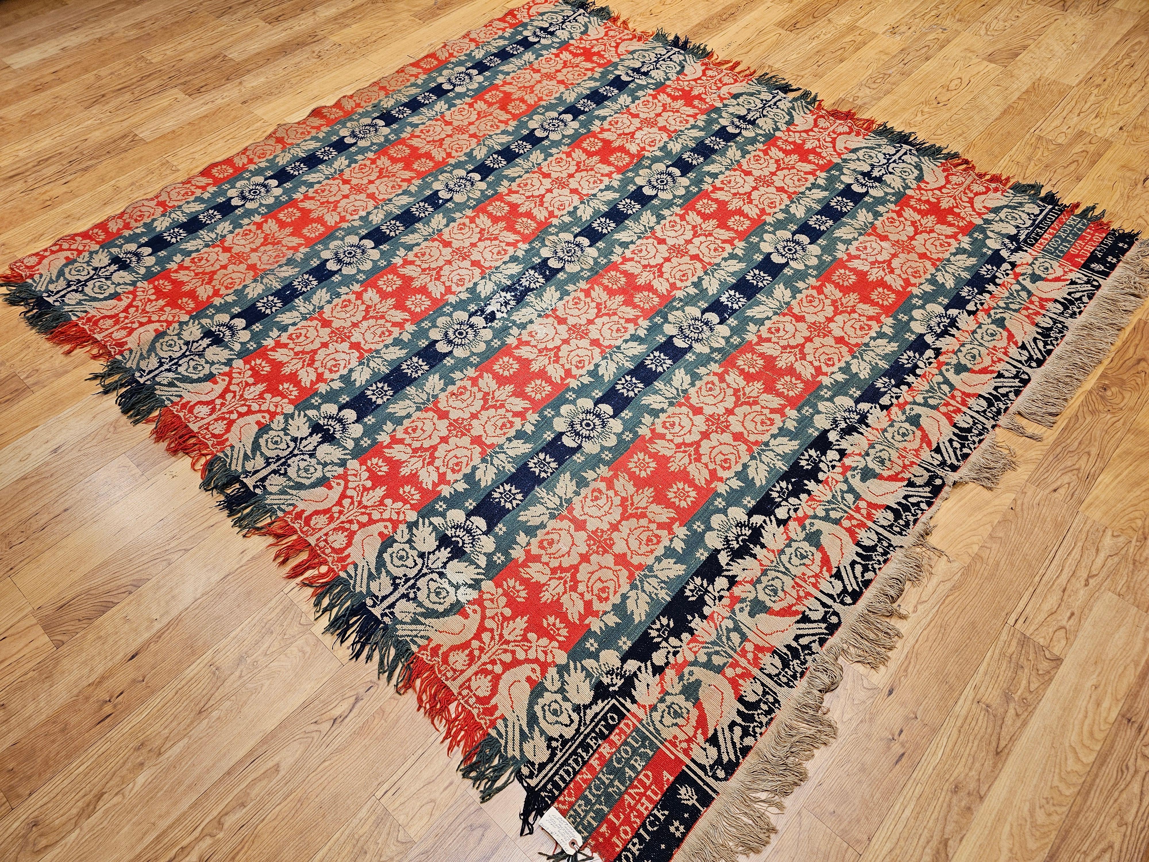 19th Century American Jacquard Coverlet by Joshua Corick, Frederick County, MD For Sale 6