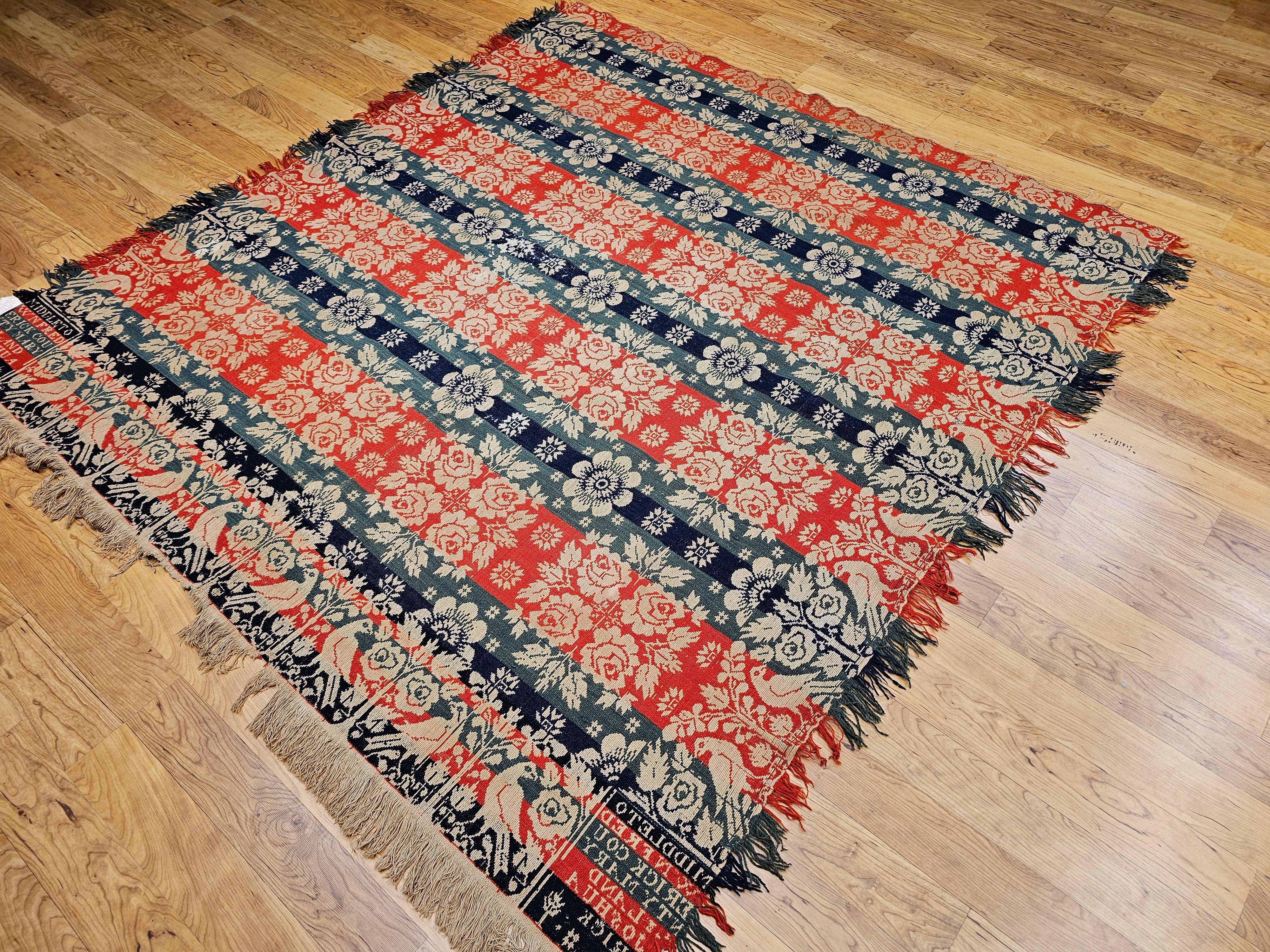 19th Century American Jacquard Coverlet by Joshua Corick, Frederick County, MD For Sale 8