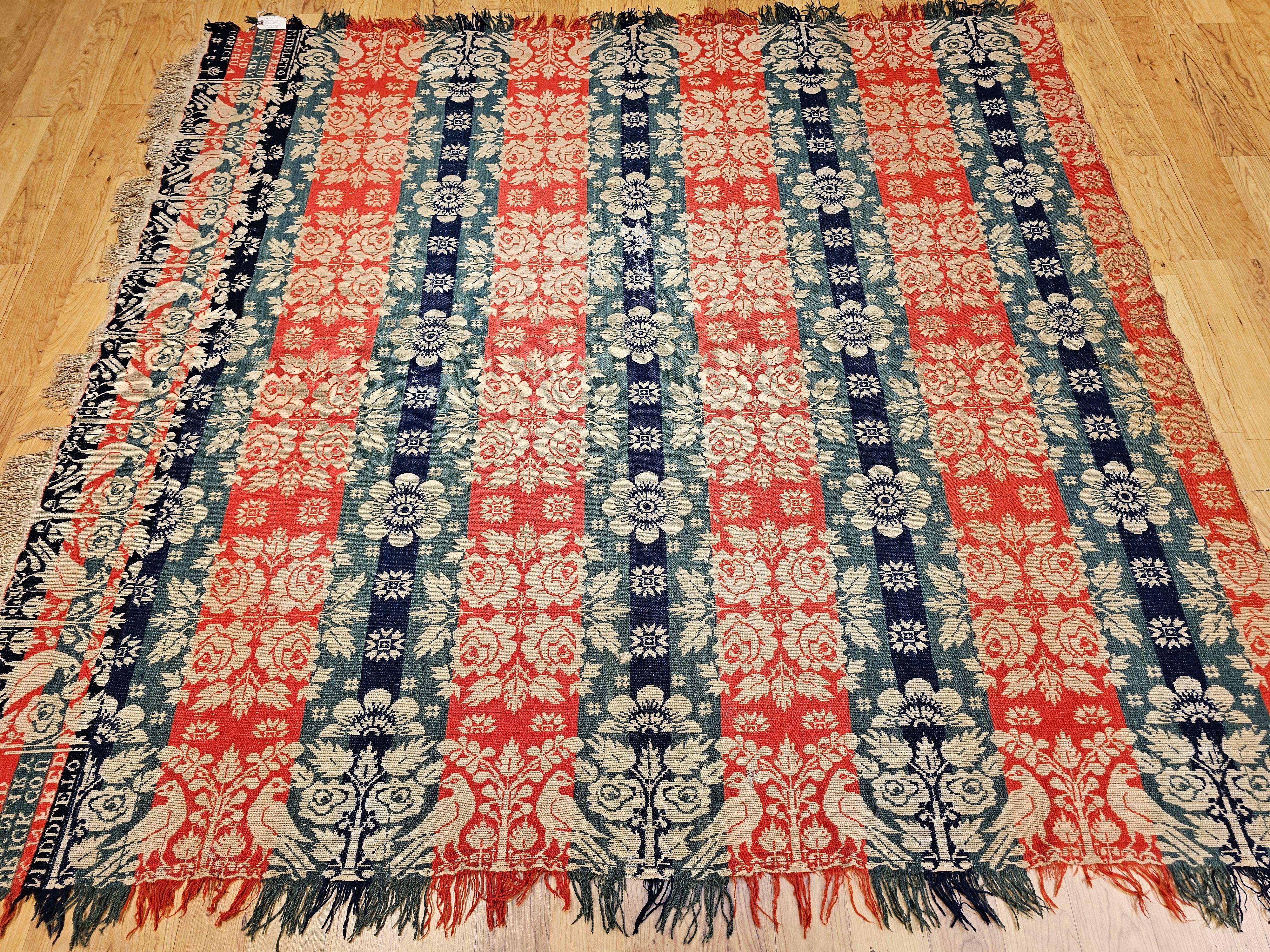 19th Century American Jacquard Coverlet by Joshua Corick, Frederick County, MD For Sale 9