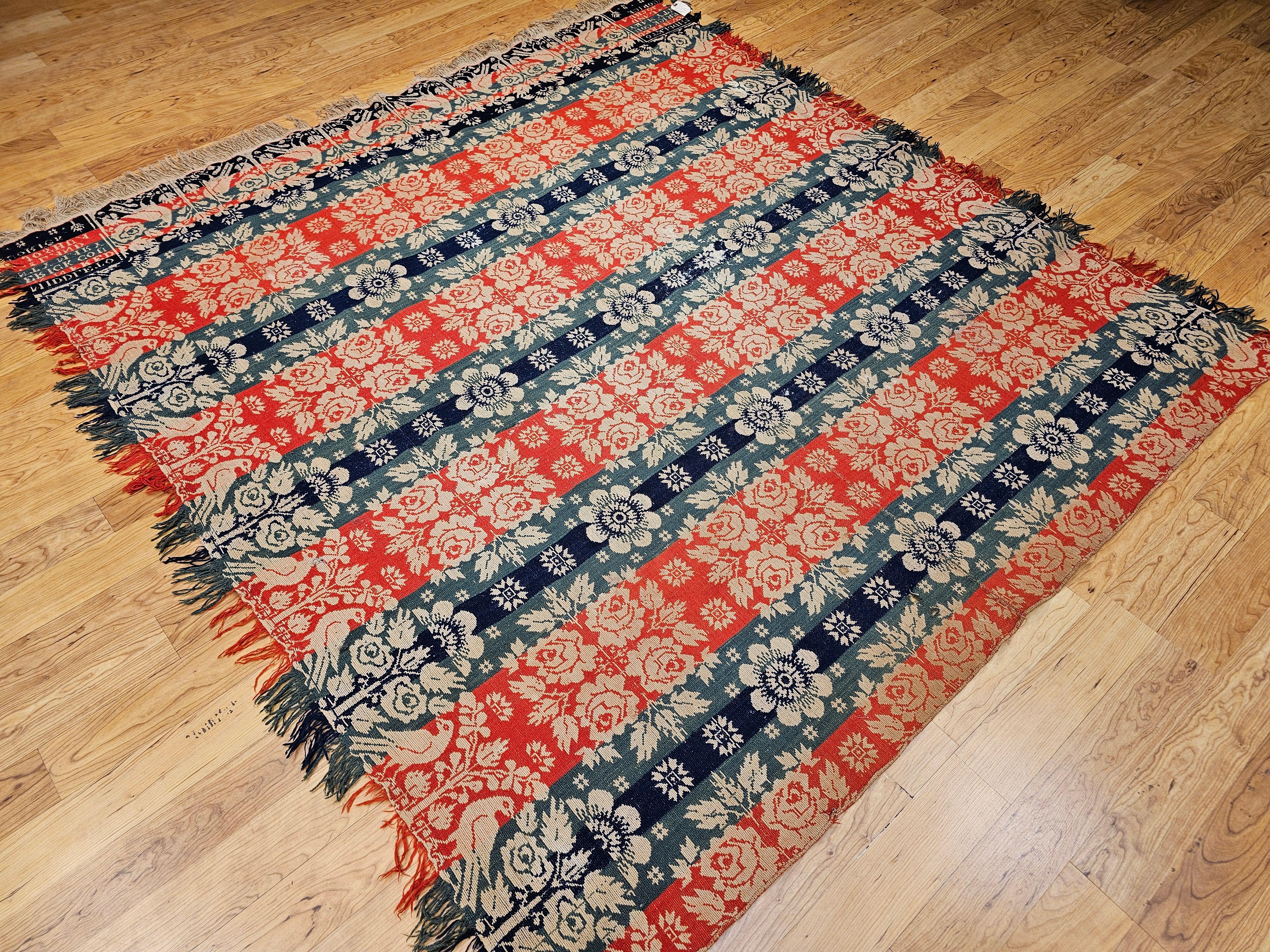 19th Century American Jacquard Coverlet by Joshua Corick, Frederick County, MD For Sale 10