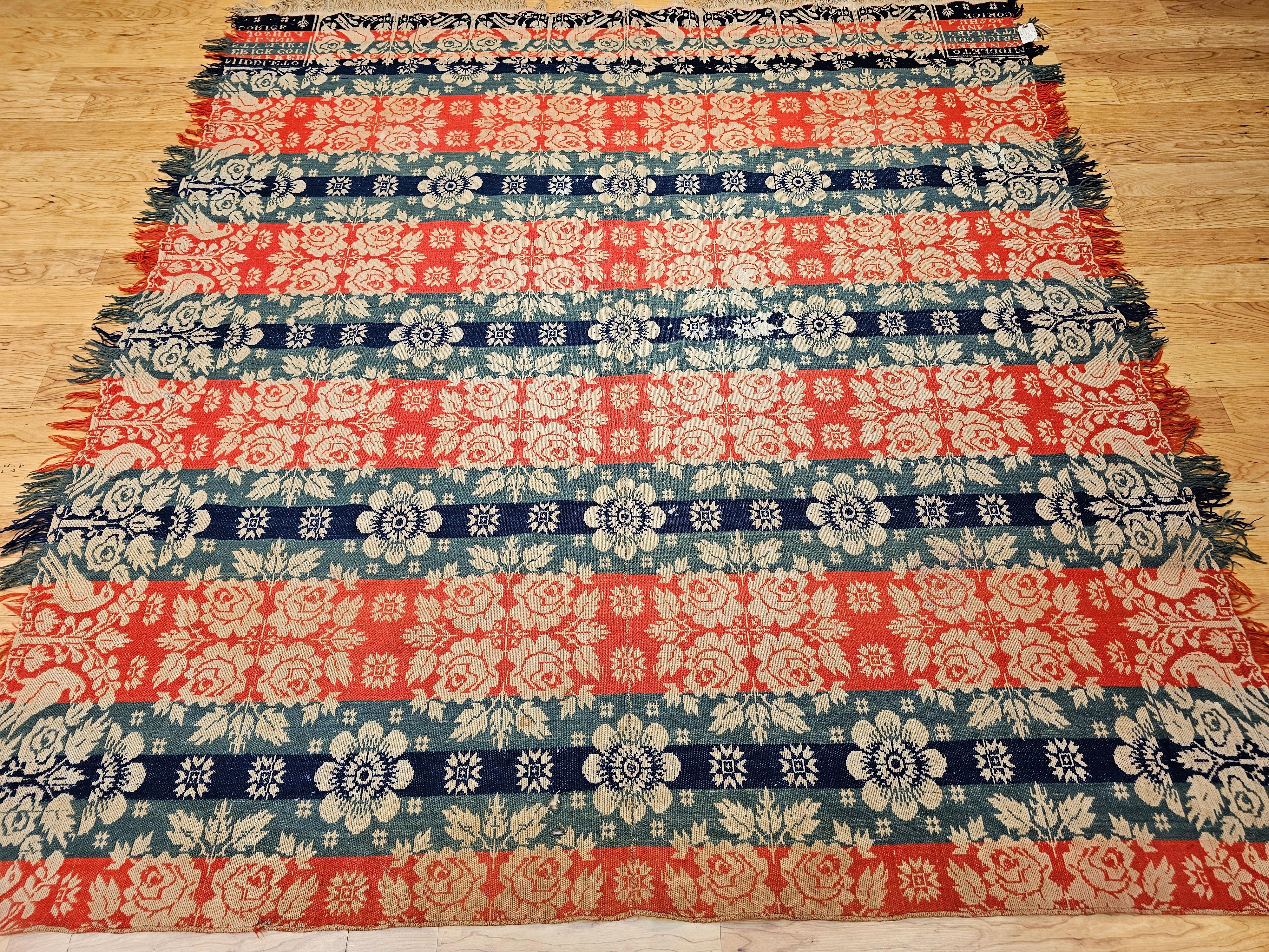 19th Century American Jacquard Coverlet by Joshua Corick, Frederick County, MD For Sale 11