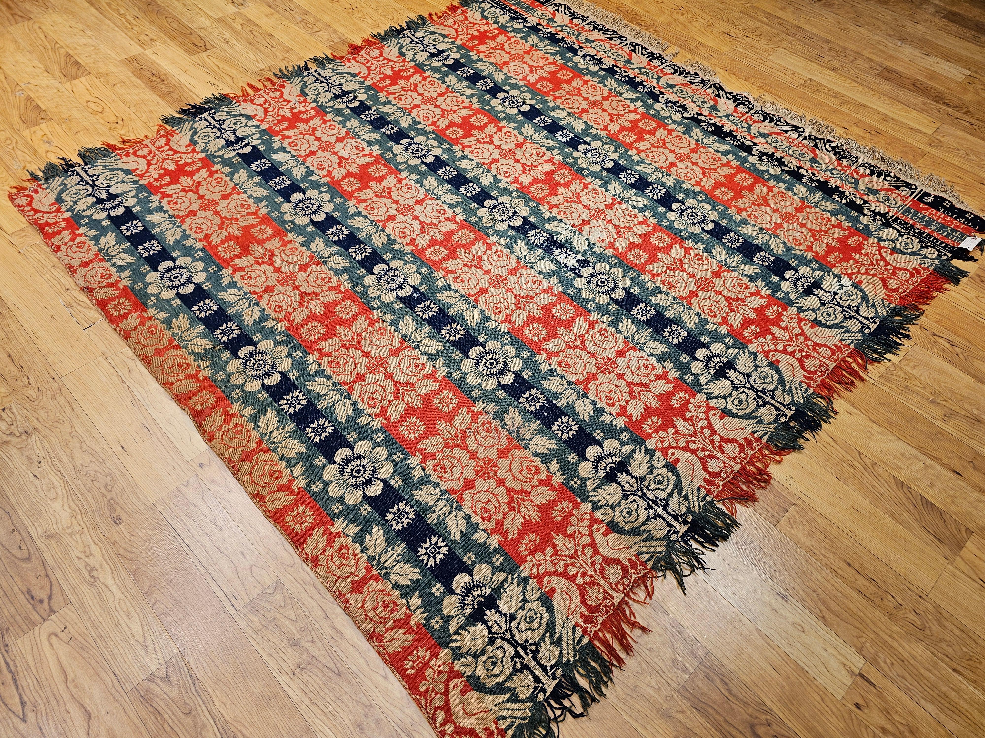 19th Century American Jacquard Coverlet by Joshua Corick, Frederick County, MD For Sale 12