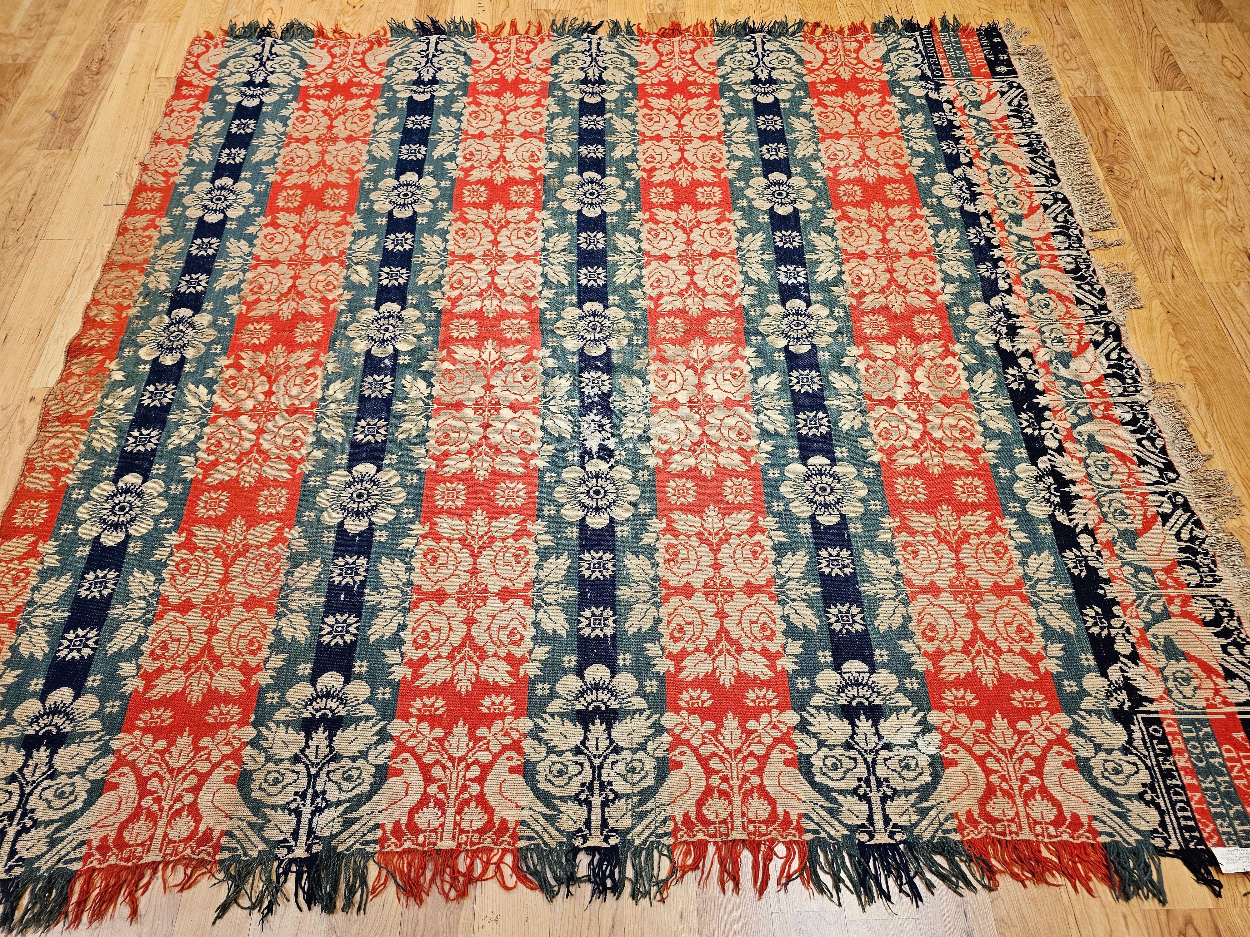 19th Century American Jacquard Coverlet by Joshua Corick, Frederick County, MD For Sale 13