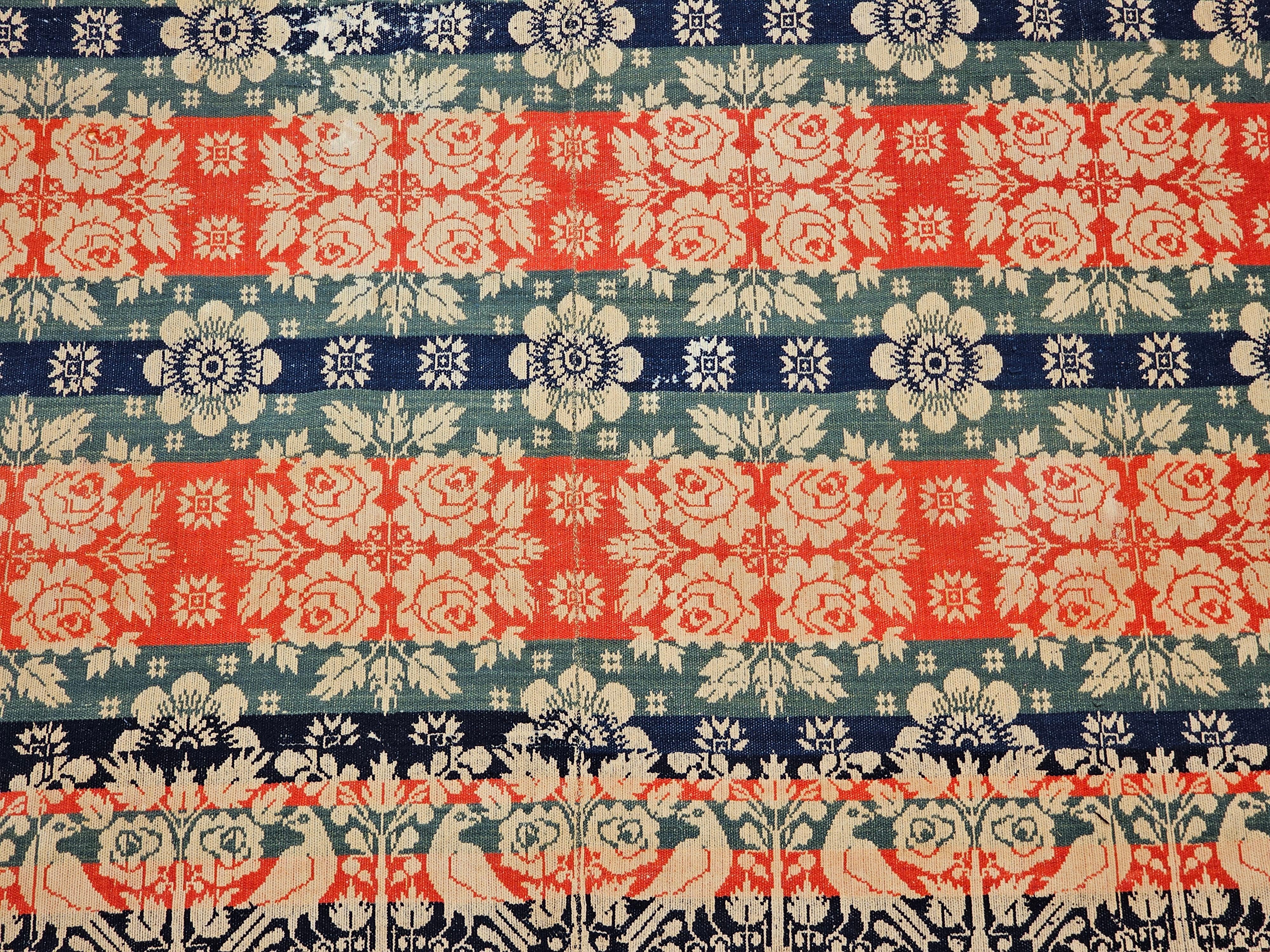 19th Century American Jacquard Coverlet by Joshua Corick, Frederick County, MD In Good Condition For Sale In Barrington, IL