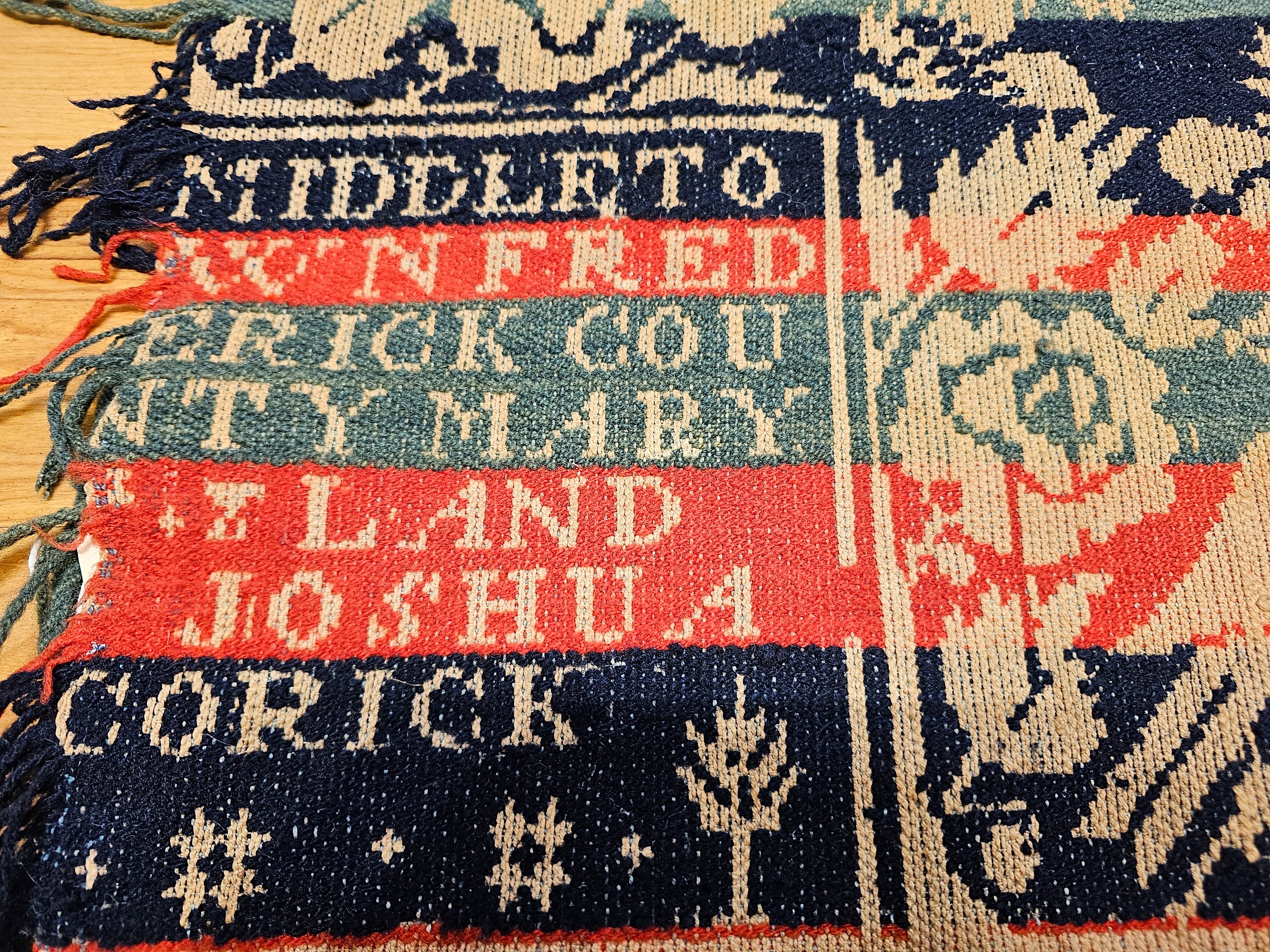 Wool 19th Century American Jacquard Coverlet by Joshua Corick, Frederick County, MD For Sale
