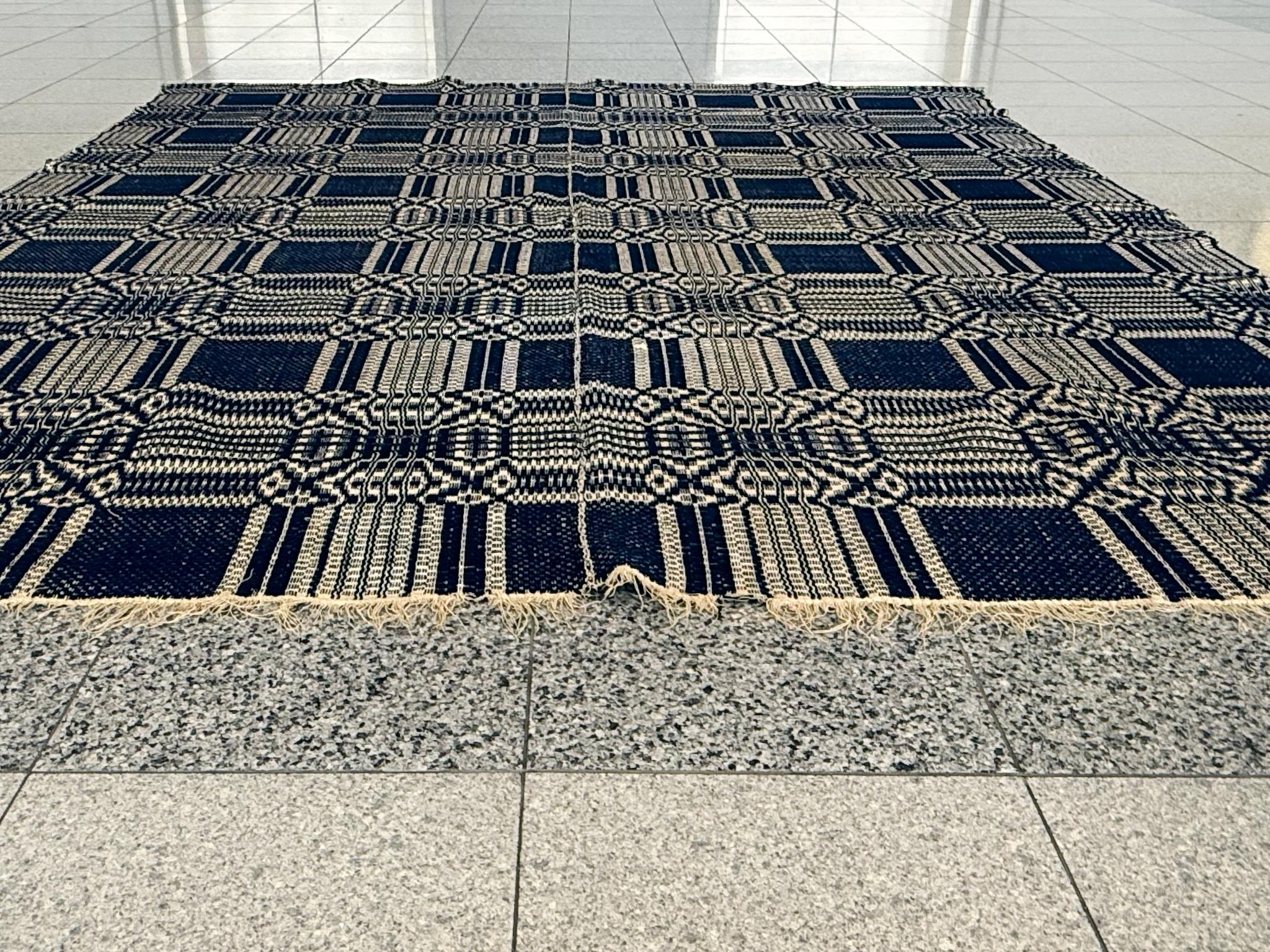 Laine Couvre-lit américain en jacquard du 19e siècle en vente