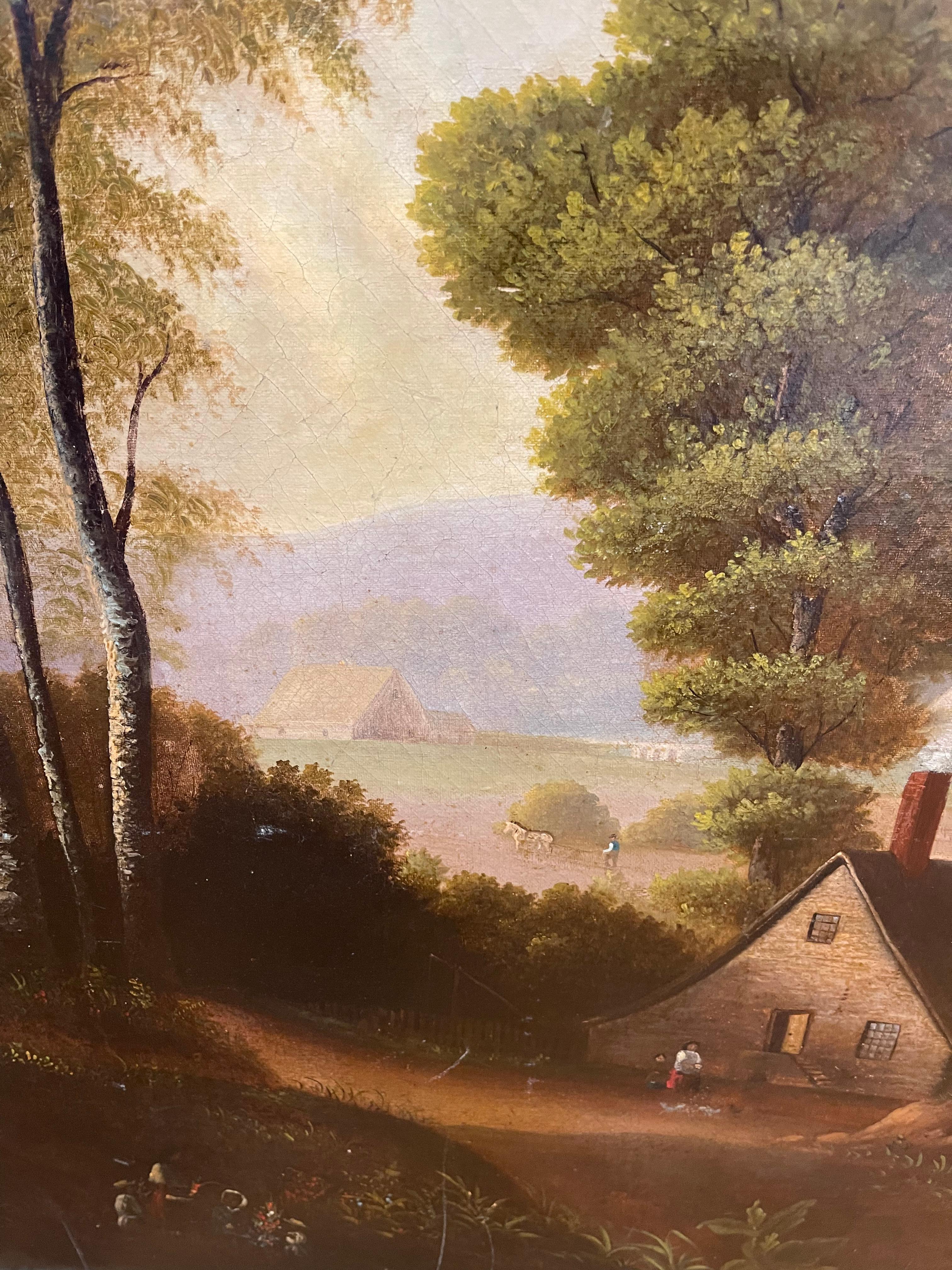 19th Century American Landscape Painting in Style of George Caleb Bingham For Sale 5