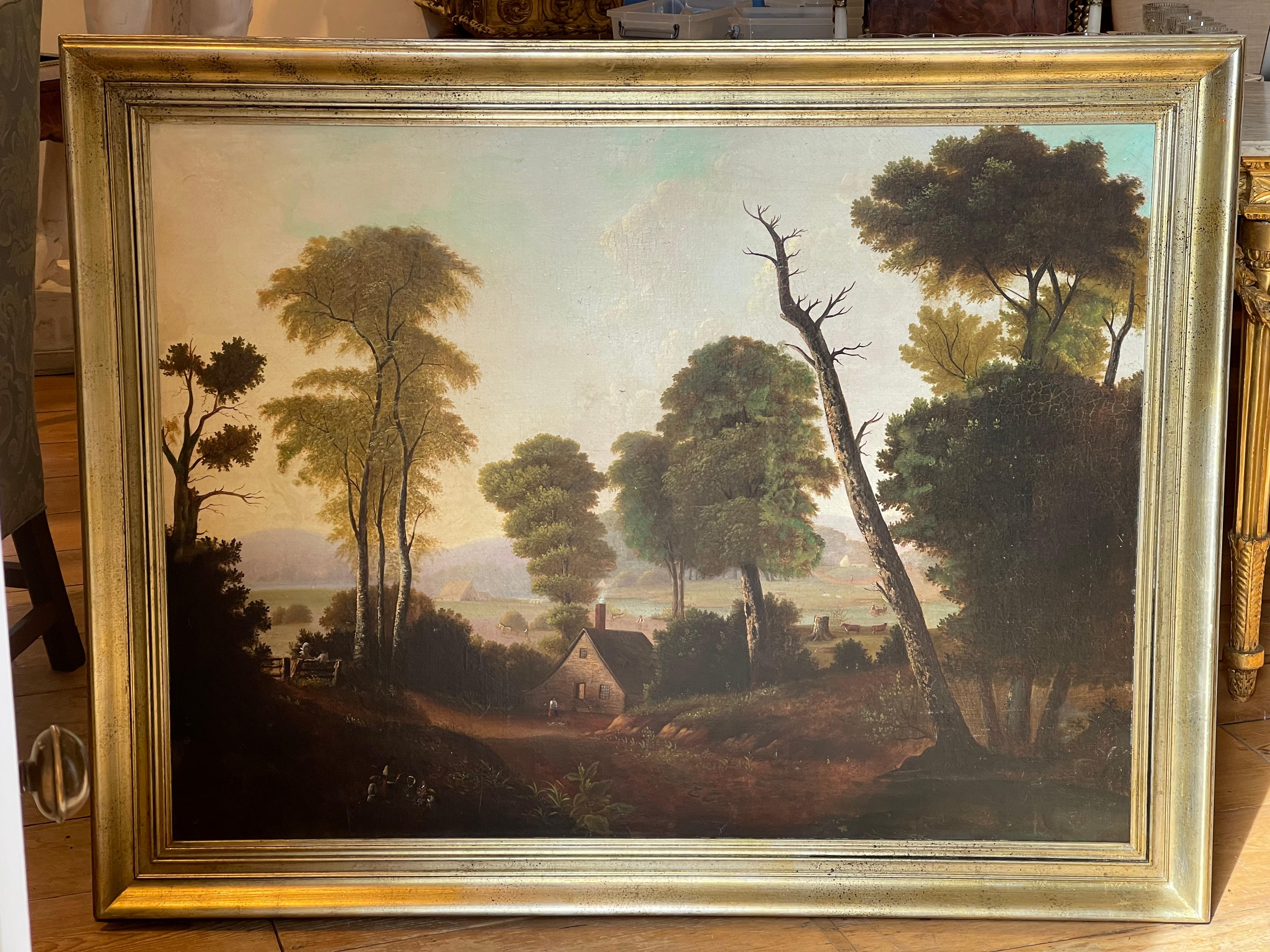 19th Century American Landscape Painting in Style of George Caleb Bingham For Sale 6