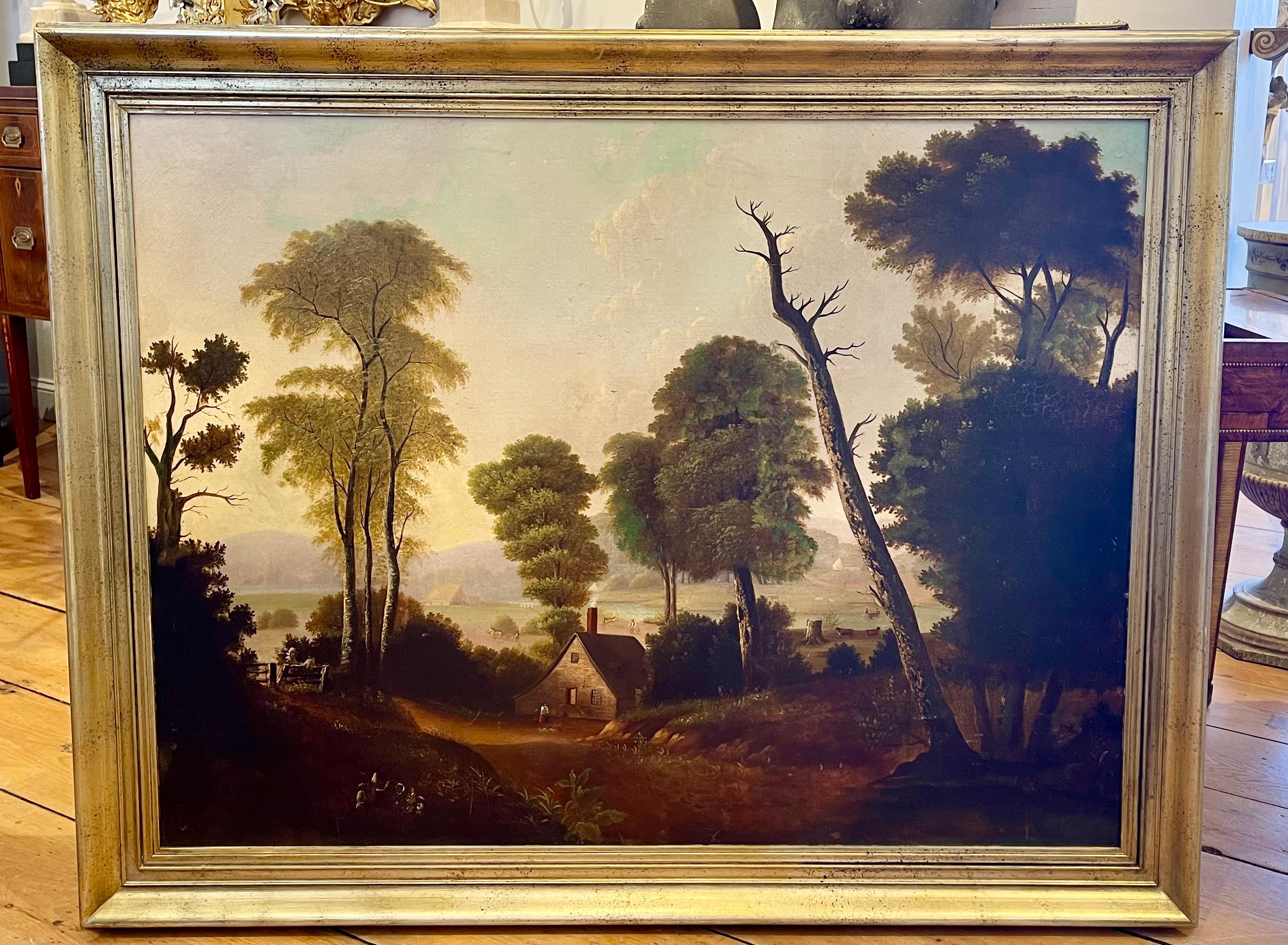19th Century American Landscape Painting in Style of George Caleb Bingham For Sale 7