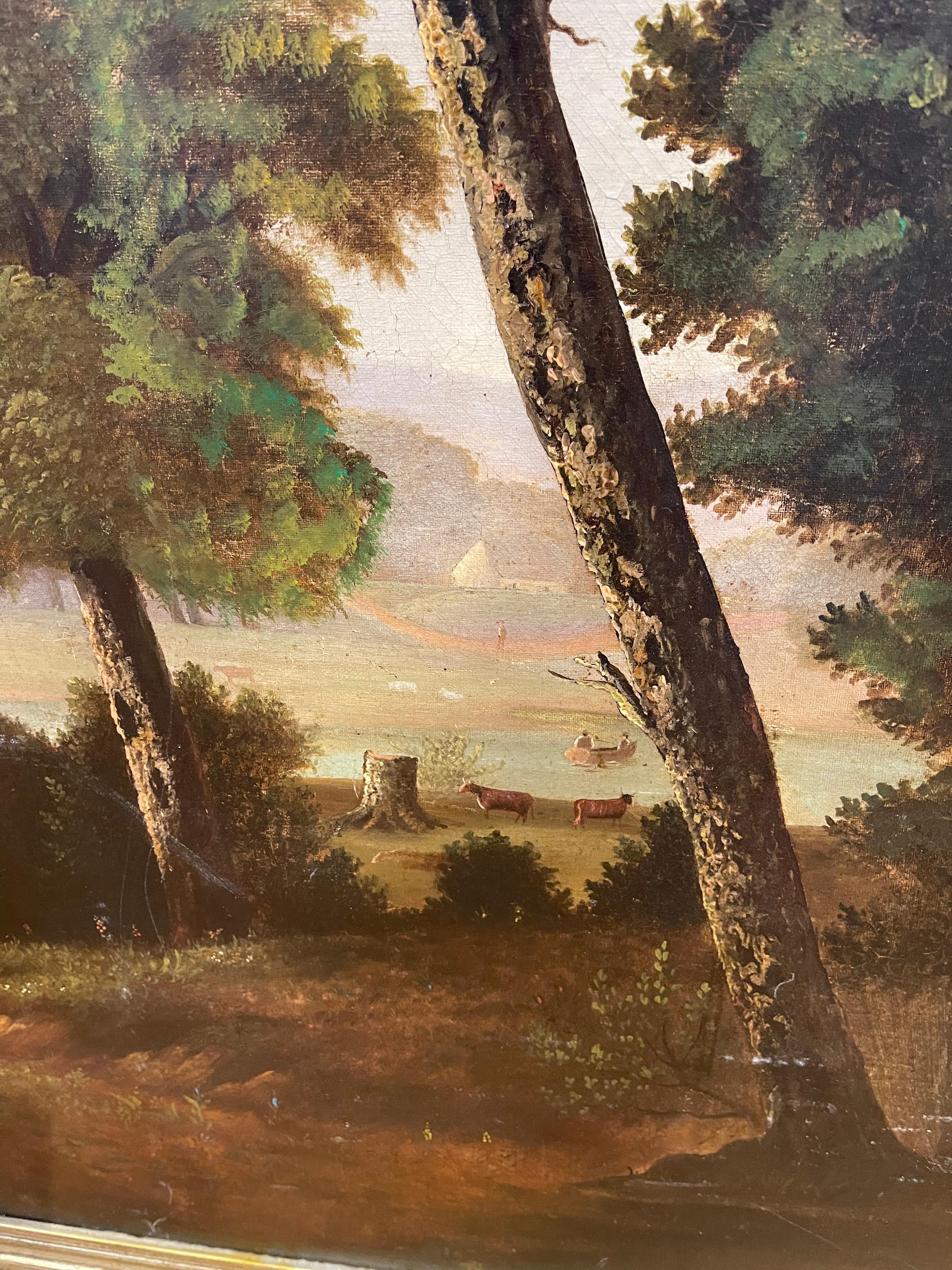 Amerikanisches Landschaftsgemälde des 19. Jahrhunderts im Stil von George Caleb Bingham (Farbe) im Angebot