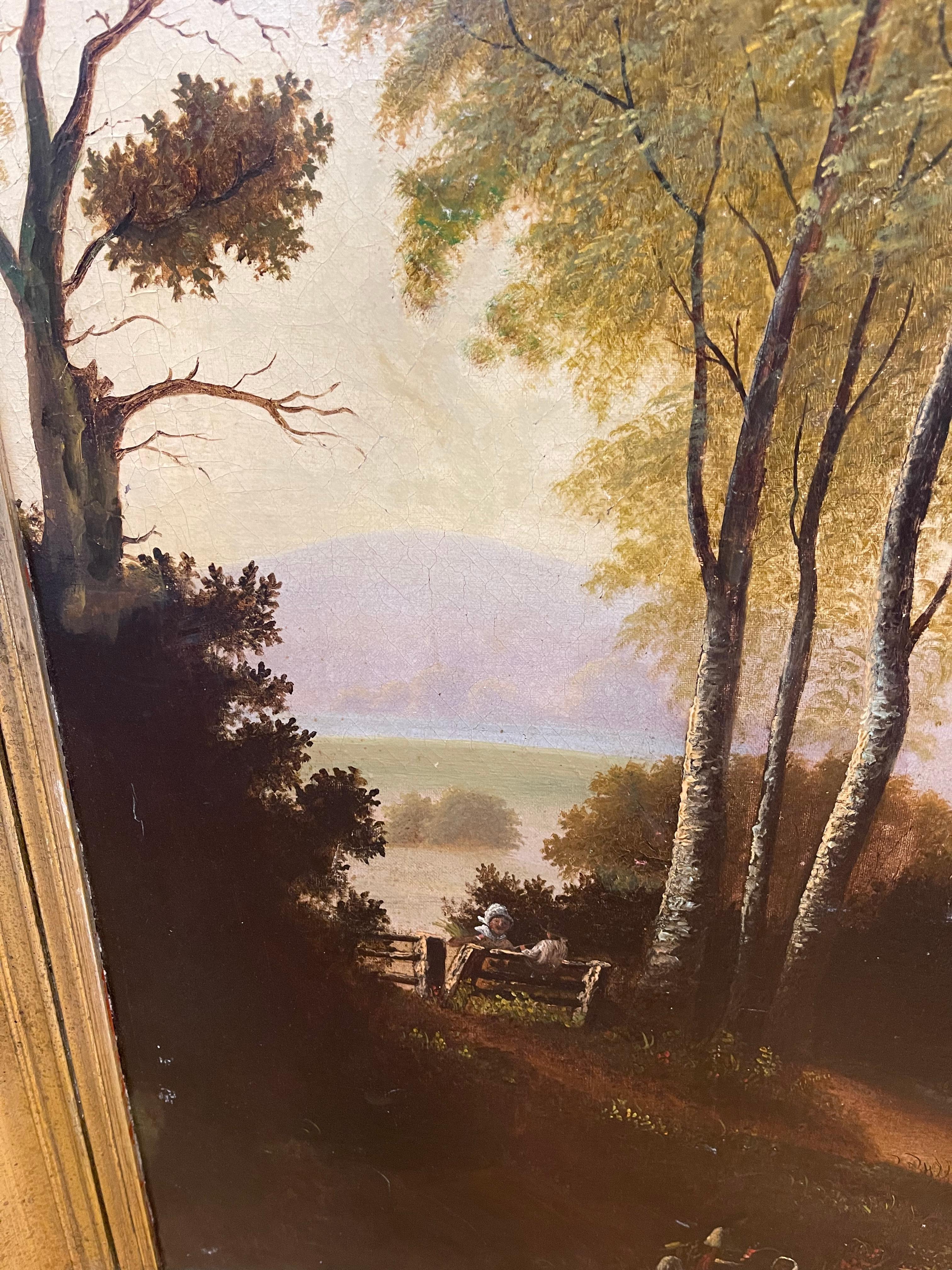 Paisaje americano del siglo XIX al estilo de George Caleb Bingham Pintura en venta