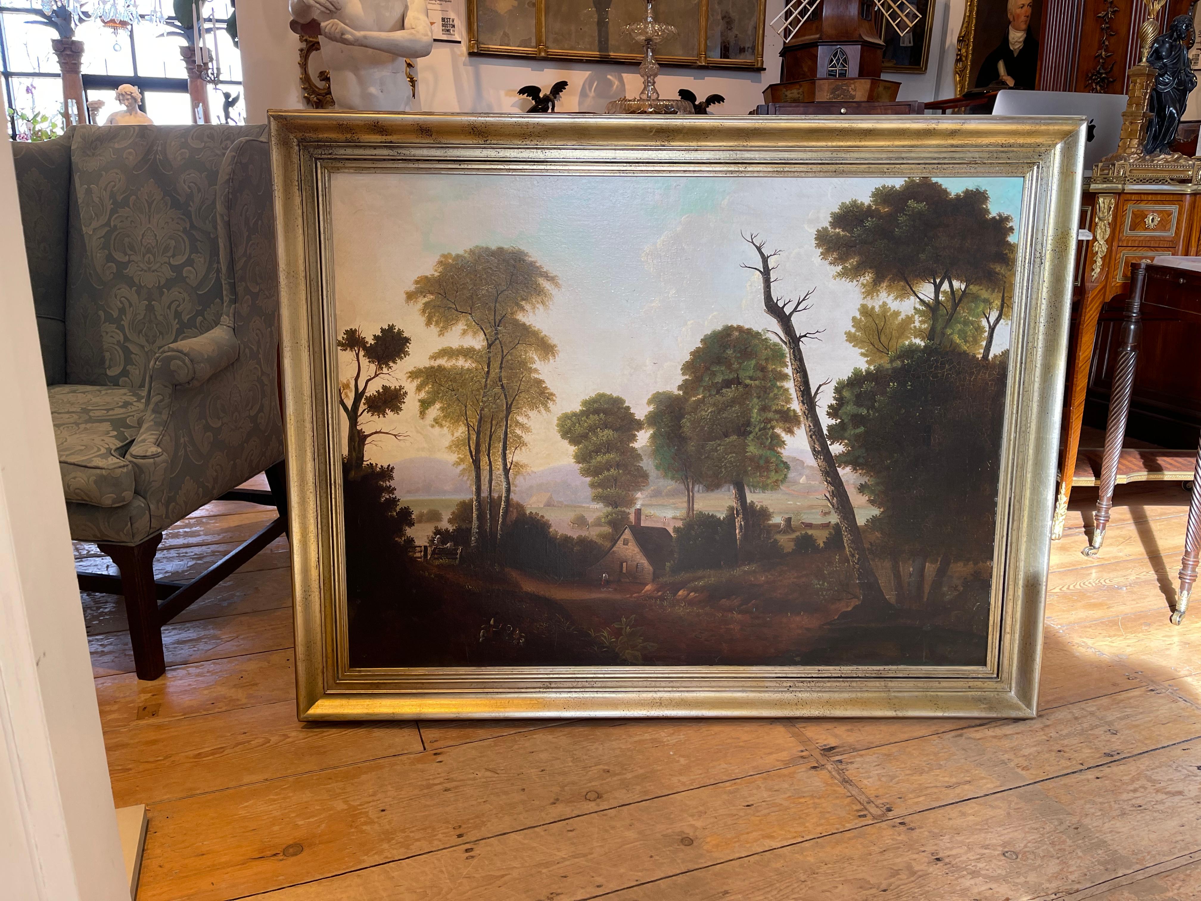 19th Century American Landscape Painting in Style of George Caleb Bingham For Sale 4