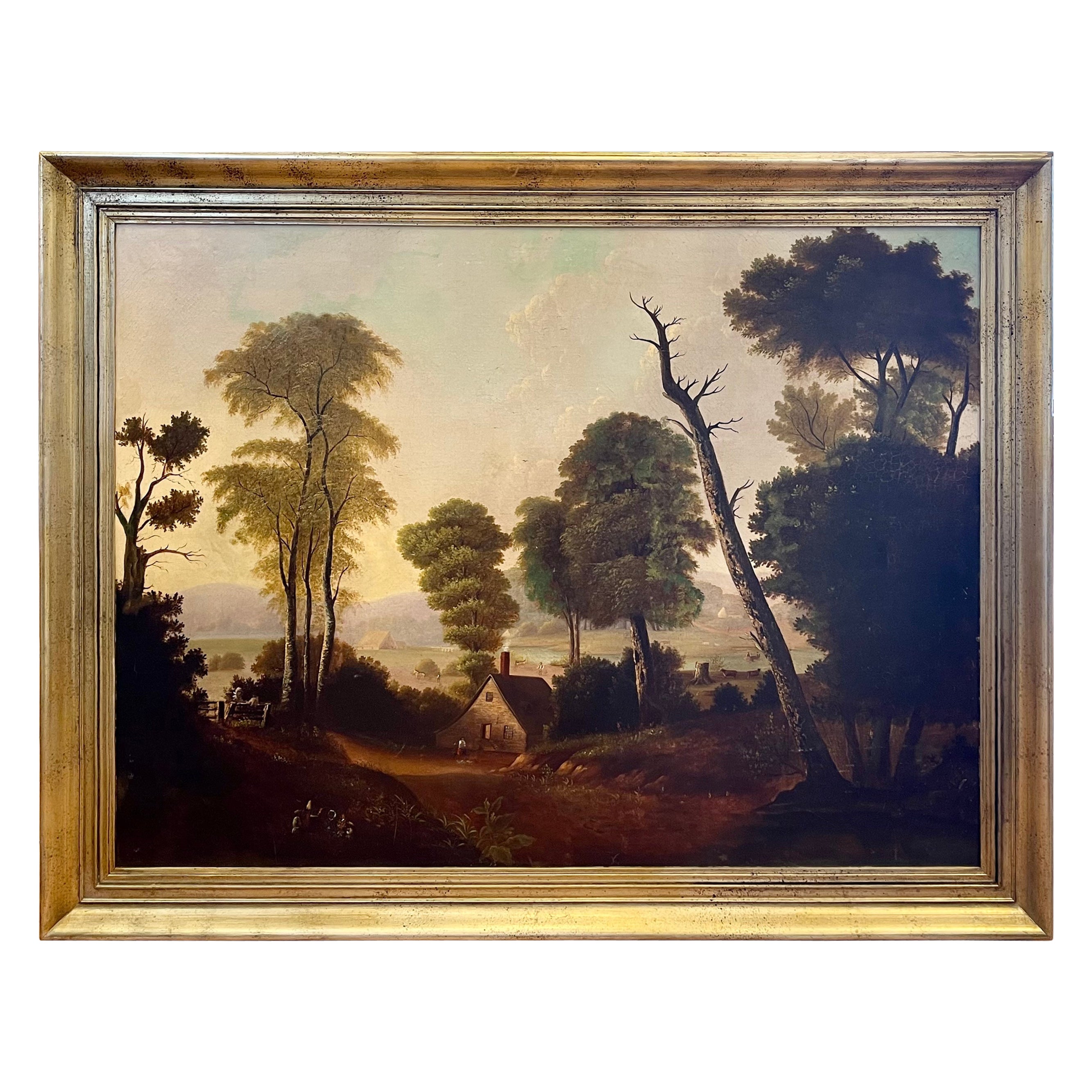 Peinture de paysage américaine du 19ème siècle dans le style de George Caleb Bingham en vente