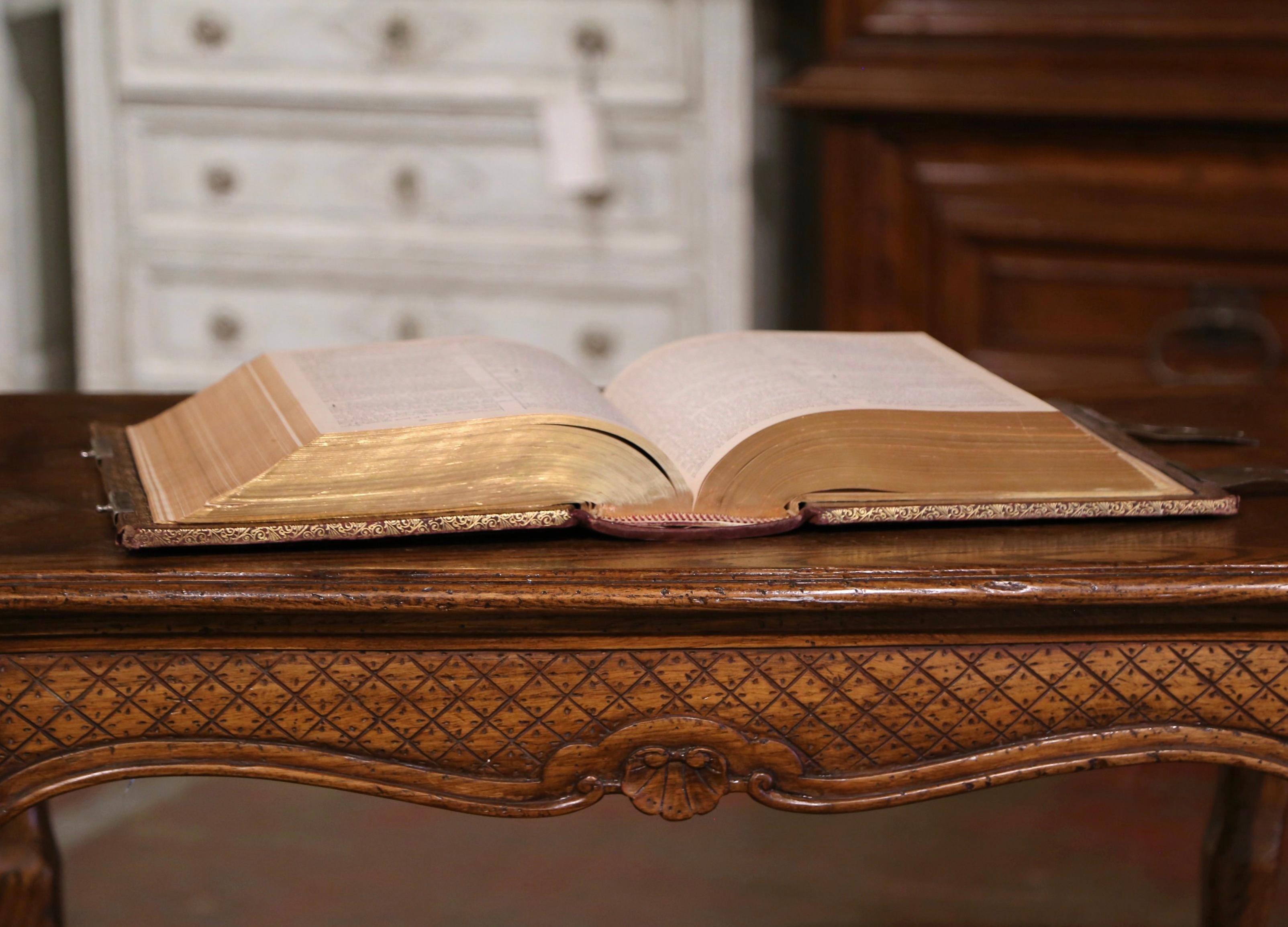 19th Century American Leather Bound and Steel Locks Family Holy Bible Dated 1884 6