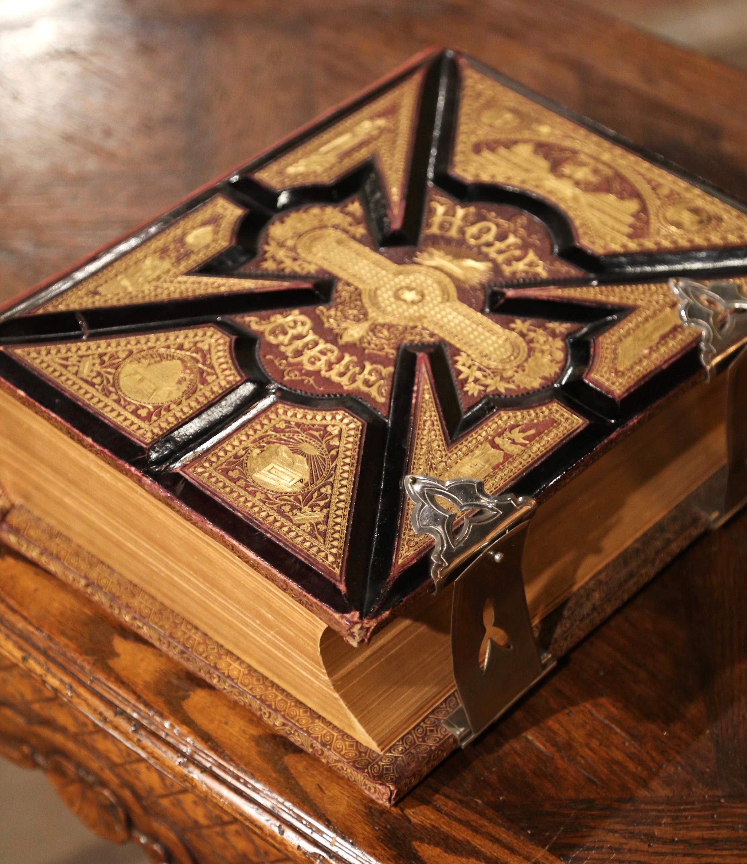This beautiful antique Holy Bible was printed in Boston by W. L. Richardson and Co, circa 1884. With over 2500 Scripture illustrations on steel, wood and in colors, the bible contains the old and new testaments translated out of the original tongues