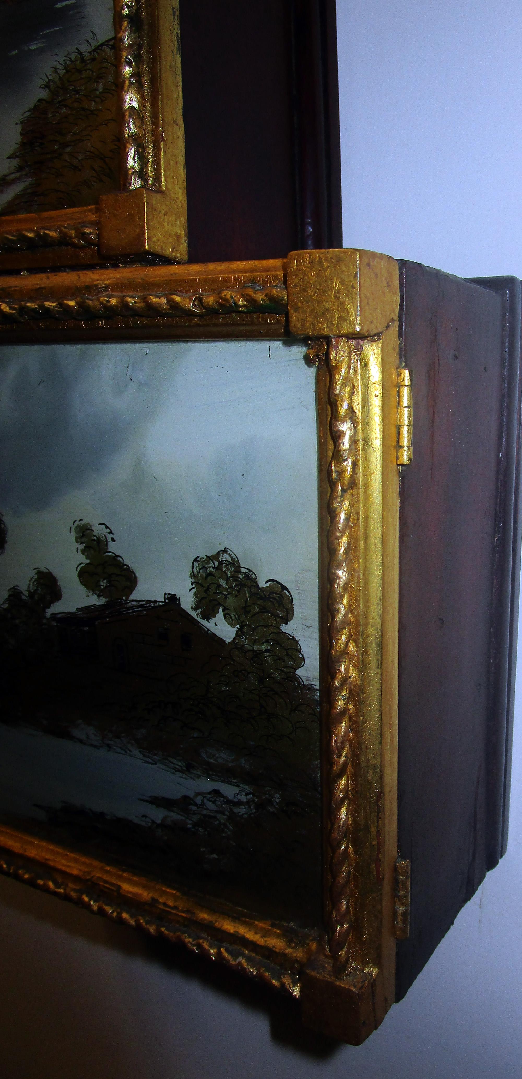 Brass 19th Century American Mahogany and Églomisé Banjo Clock