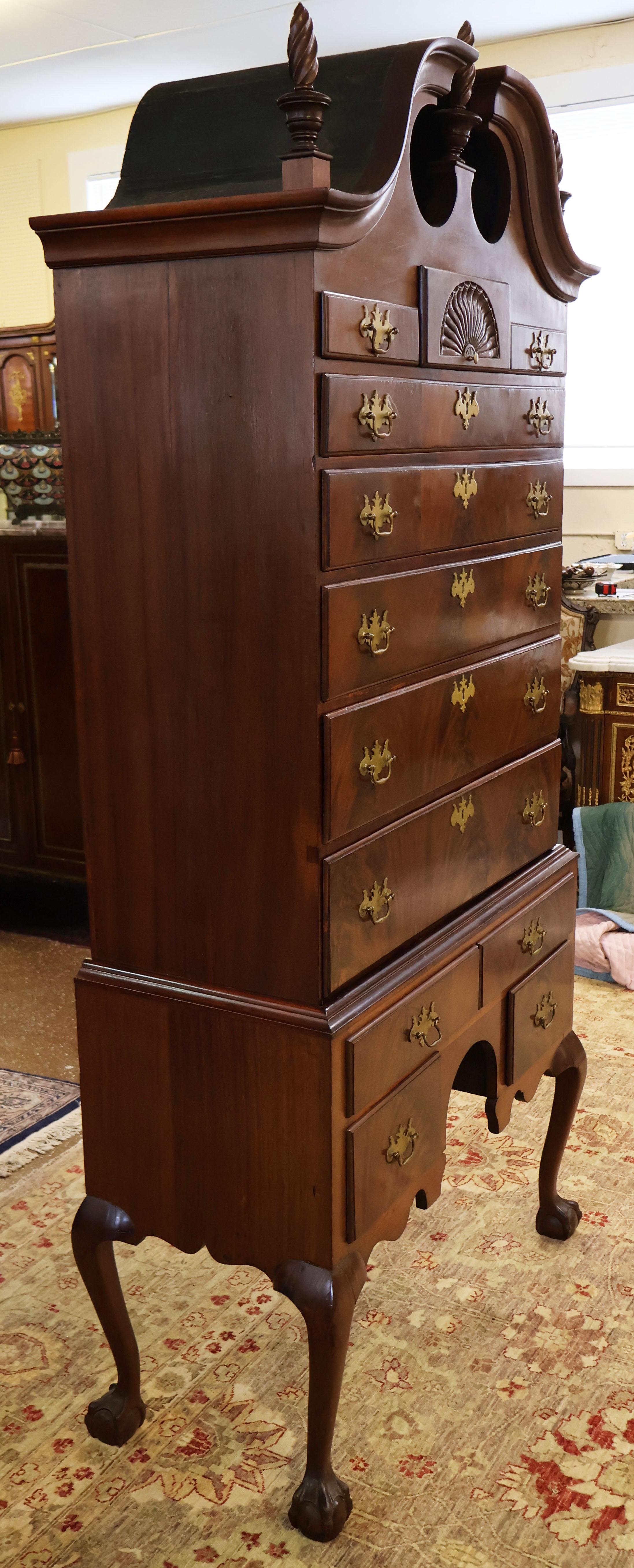 19th Century American Mahogany Chippendale Bonnet Top High Chest Highboy 1