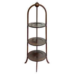 Antique 19th Century American Mahogany Three -Tier Side Table Muffin Stand, makers label