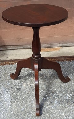 19th Century American Mahogany Tripod Tilt-Top Candle Stand or Wine Table