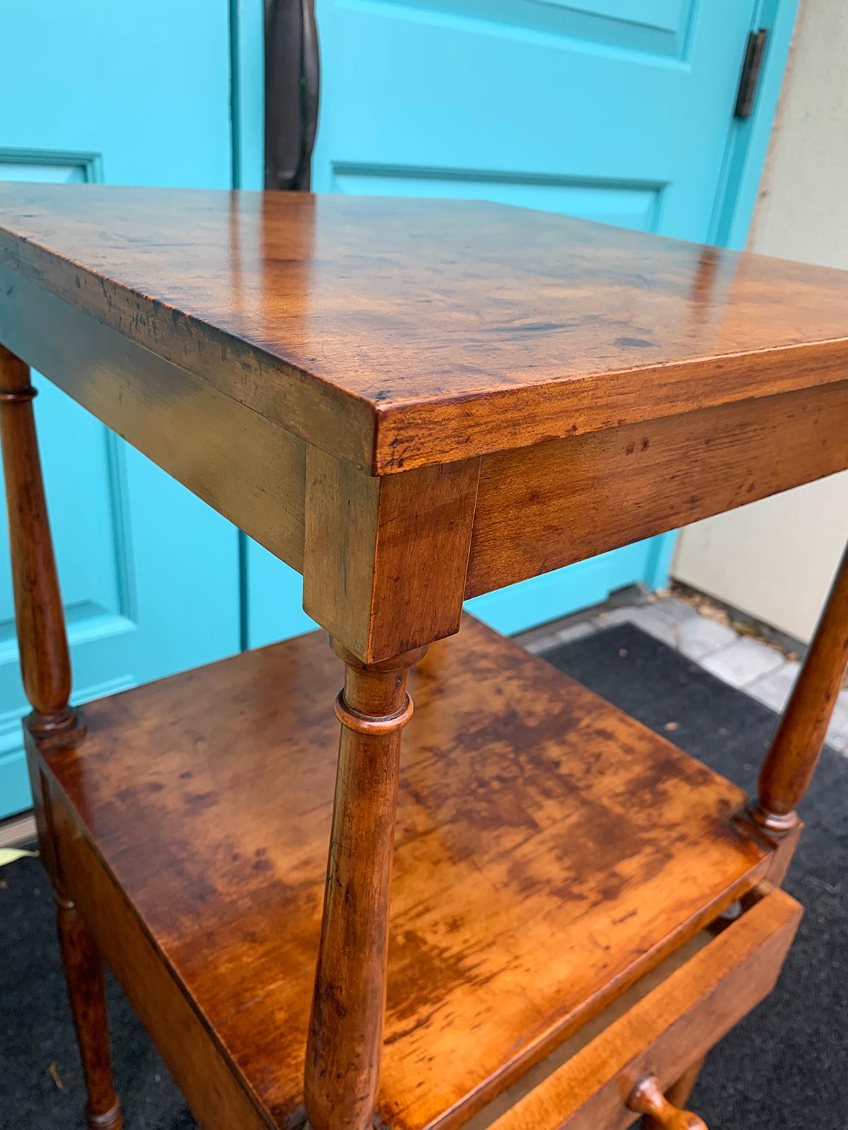 19th Century American Maple Two-Tier Stand / Side Table, One Drawer 8