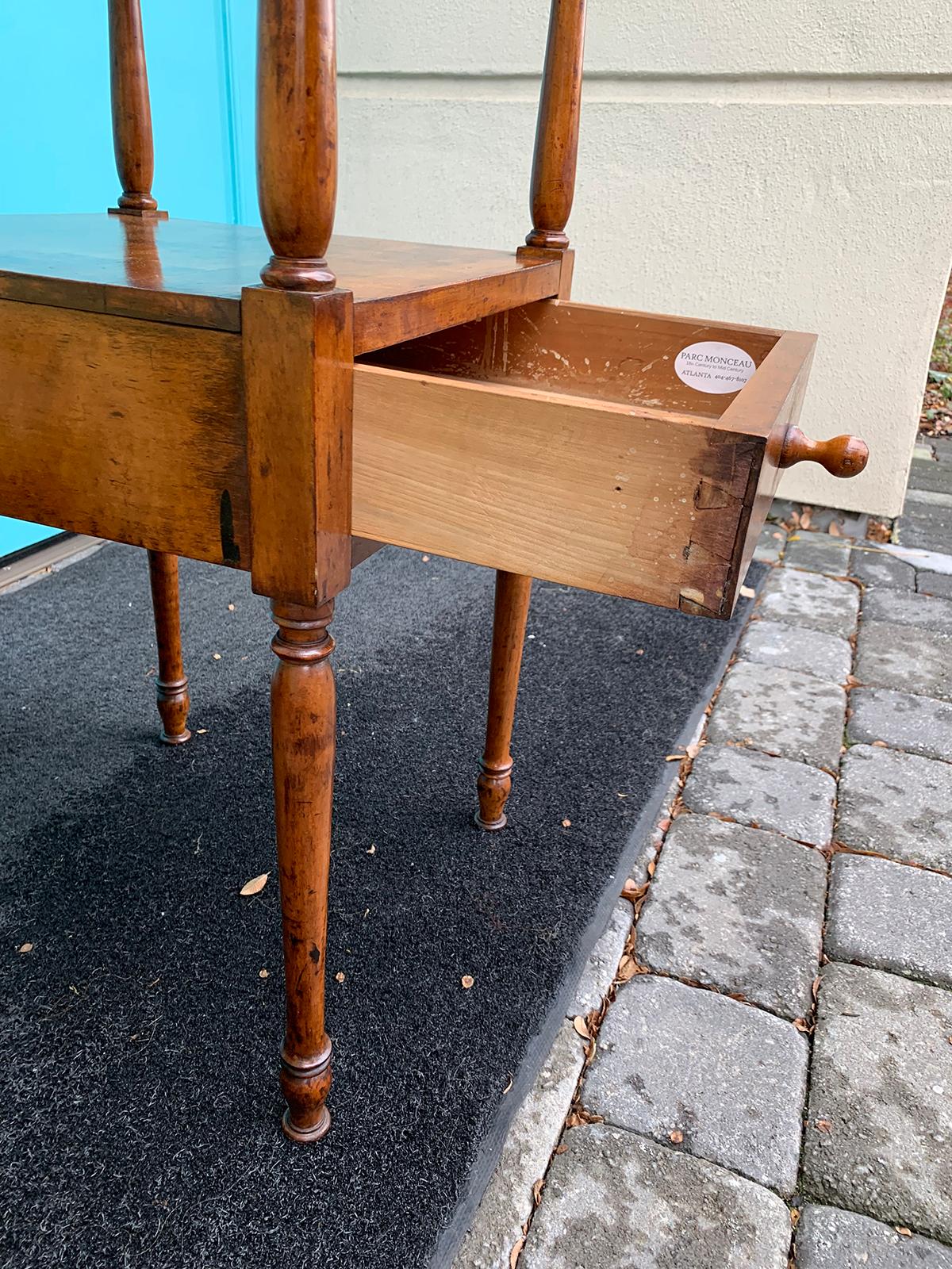 19th Century American Maple Two-Tier Stand / Side Table, One Drawer 2