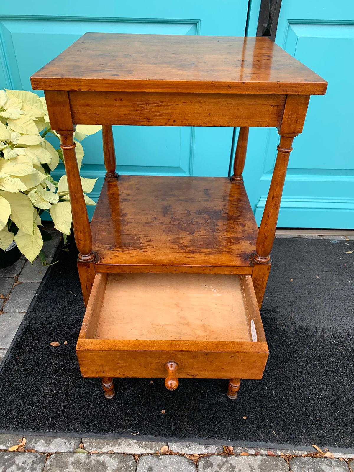 19th Century American Maple Two-Tier Stand / Side Table, One Drawer 4