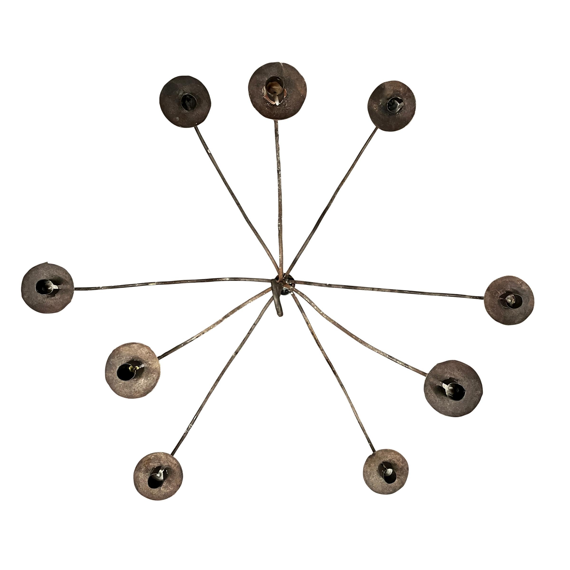 19th Century American Nine-Arm Iron Chandelier 5