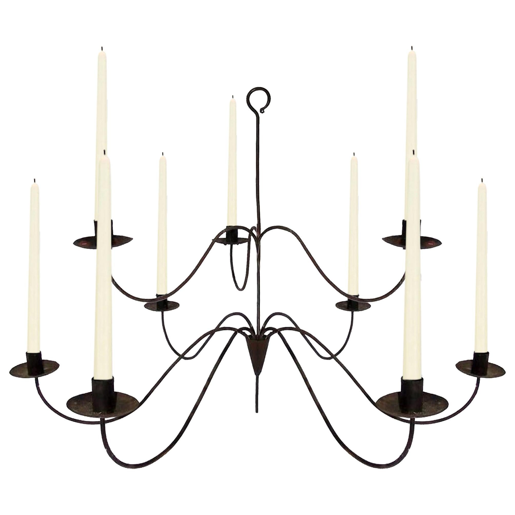 19th Century American Nine-Arm Iron Chandelier