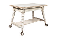 19th Century American Oak Library Table with Large Claw and Ball Feet