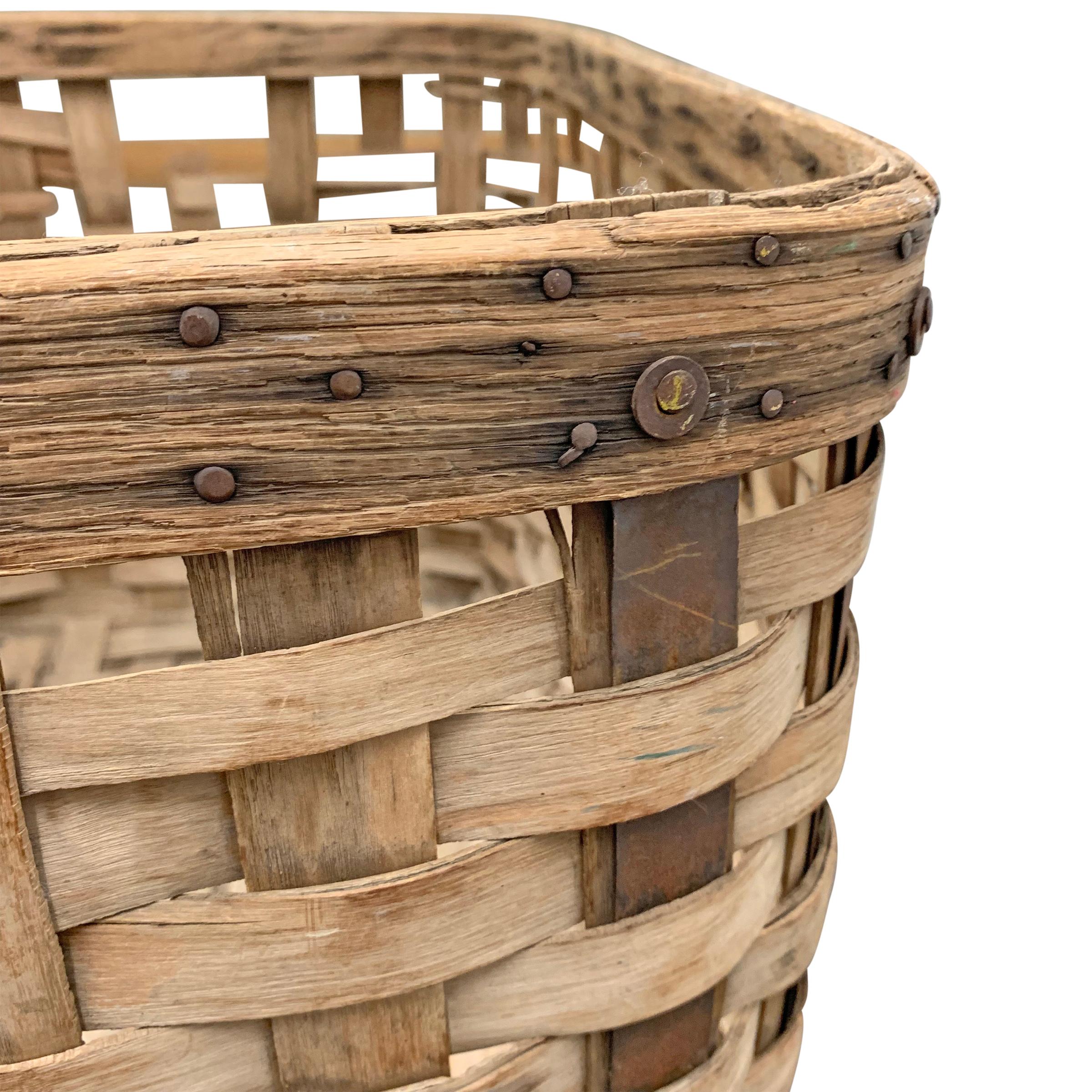 19th Century American Oak Splint Basket 5