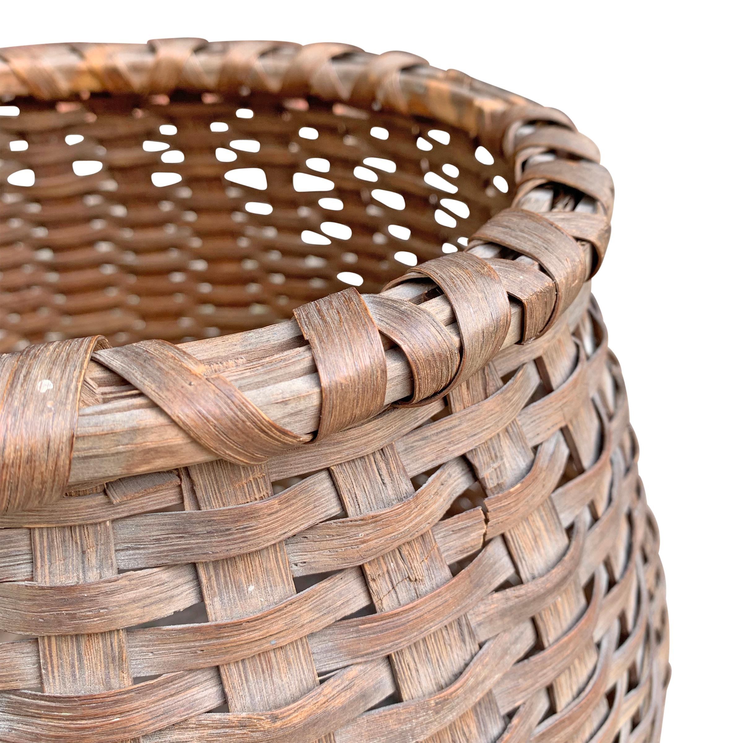 Rustic 19th Century American Oak Splint Basket