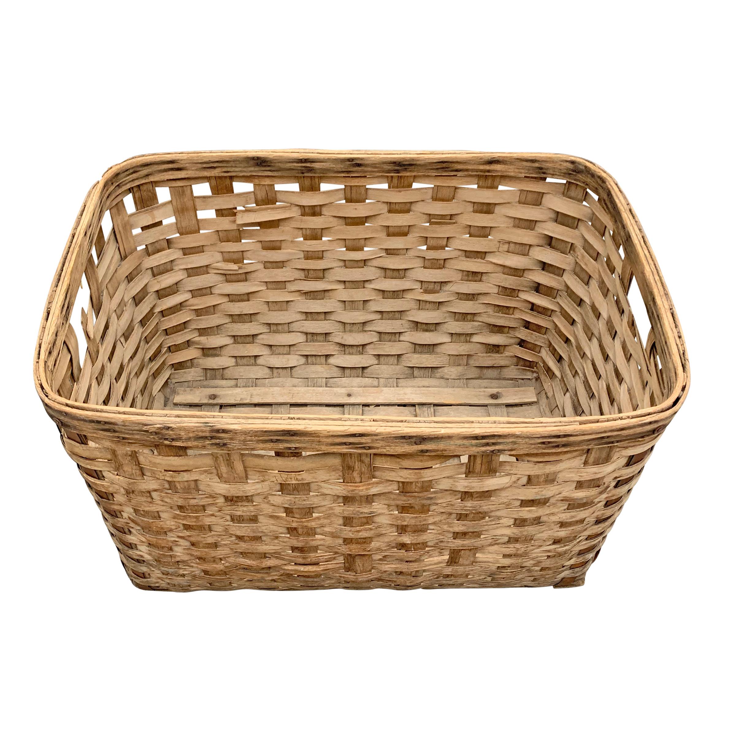 Rustic 19th Century American Oak Splint Basket